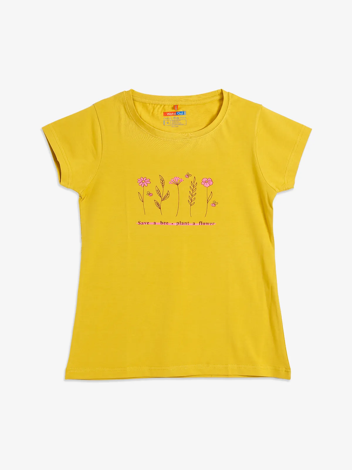 Wat a Gal yellow printed t shirt