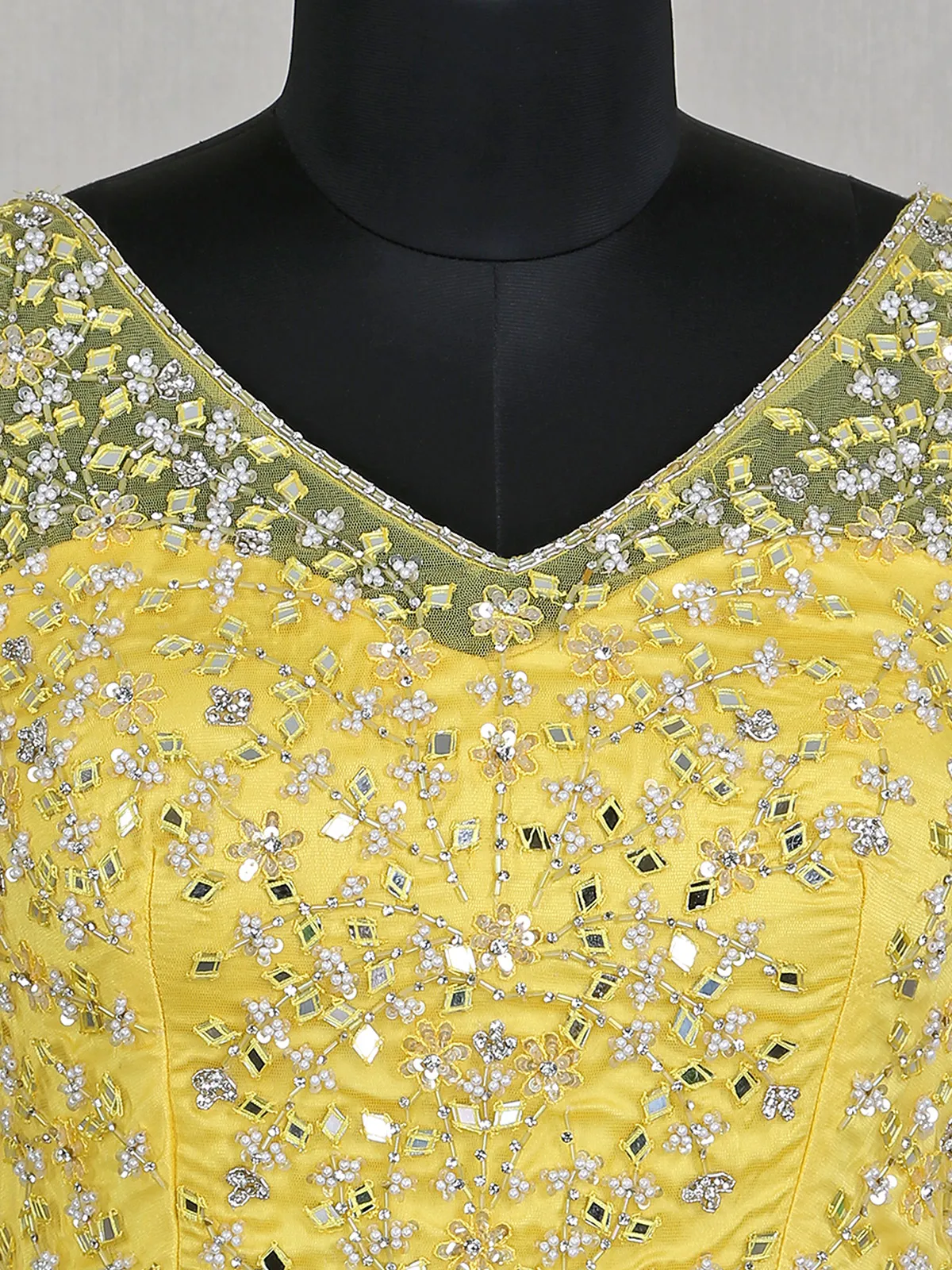 Wedding wear yellow net gown