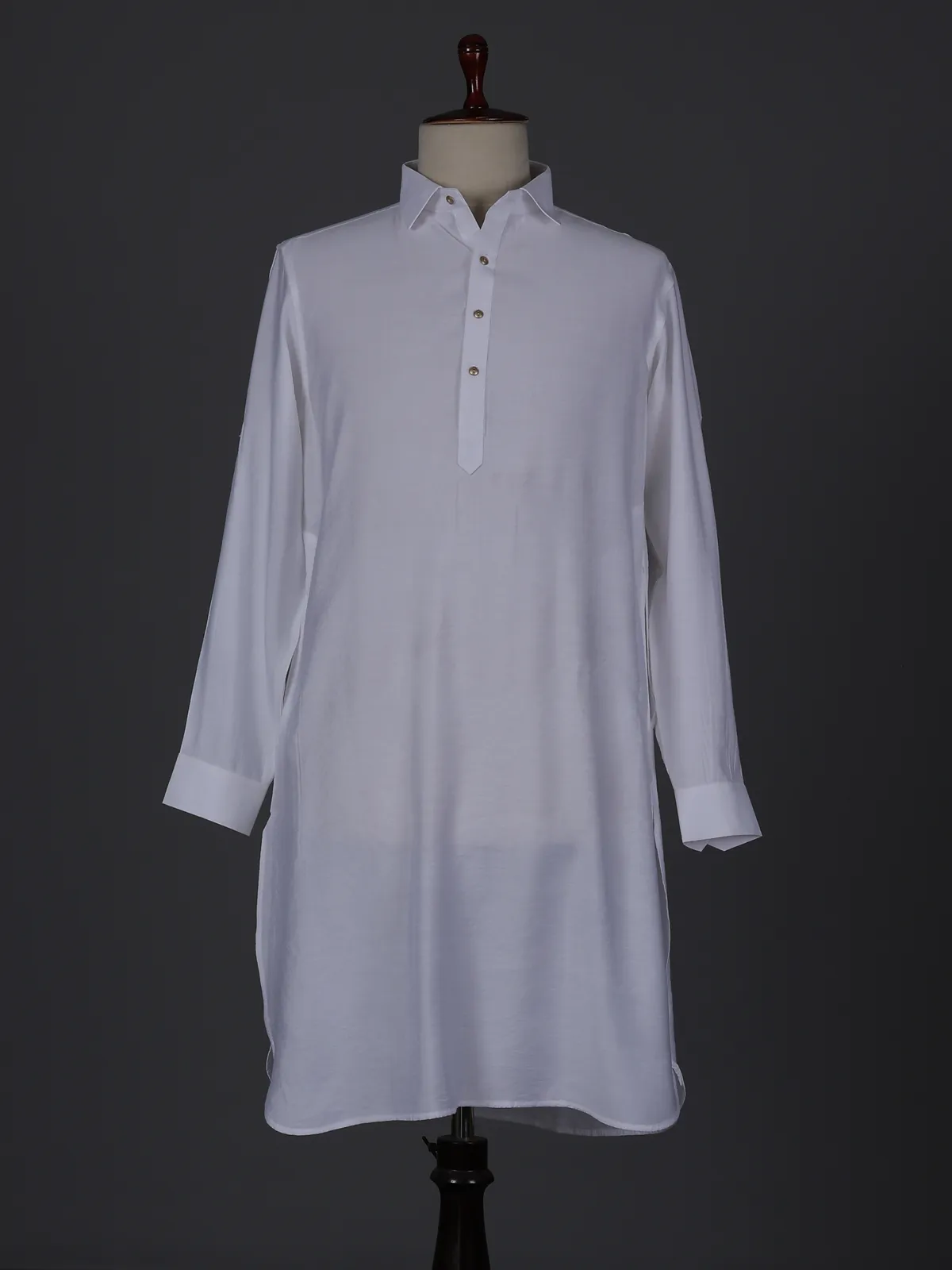 Pathani White Color White cotton silk classic pathani suit-G3-MPS4349 | United Kingdom