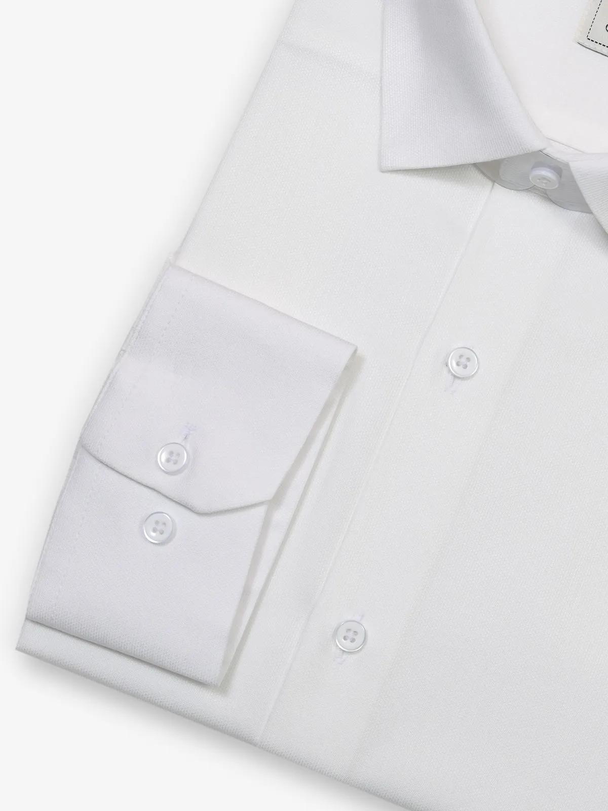 White cotton slim fit party shirt