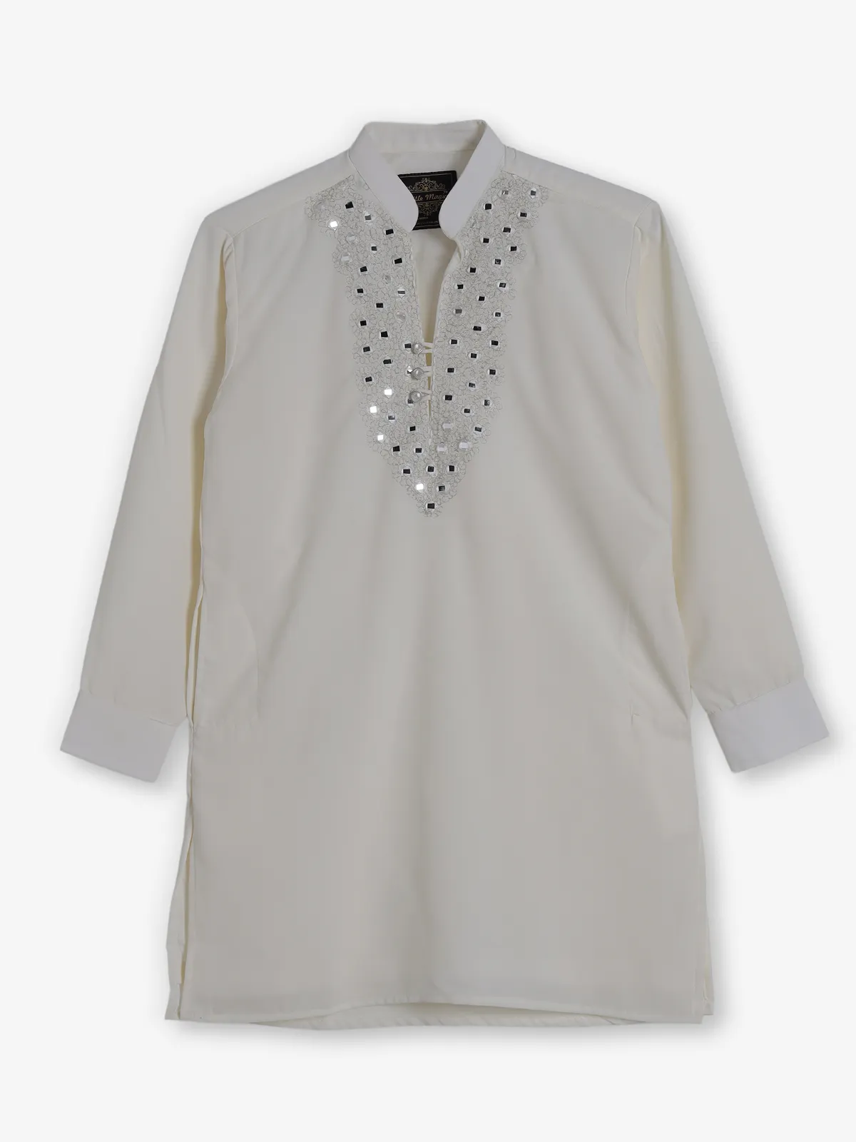 White georgette aabla and resham festive kurta suit
