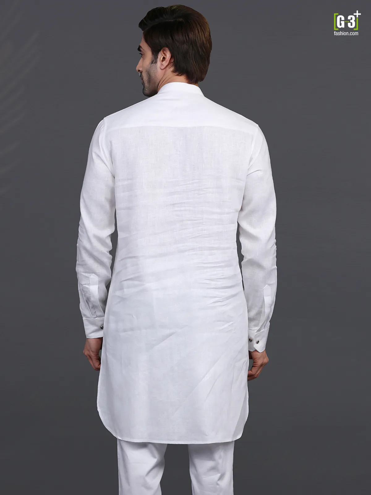 White linen mens kurta for festive days