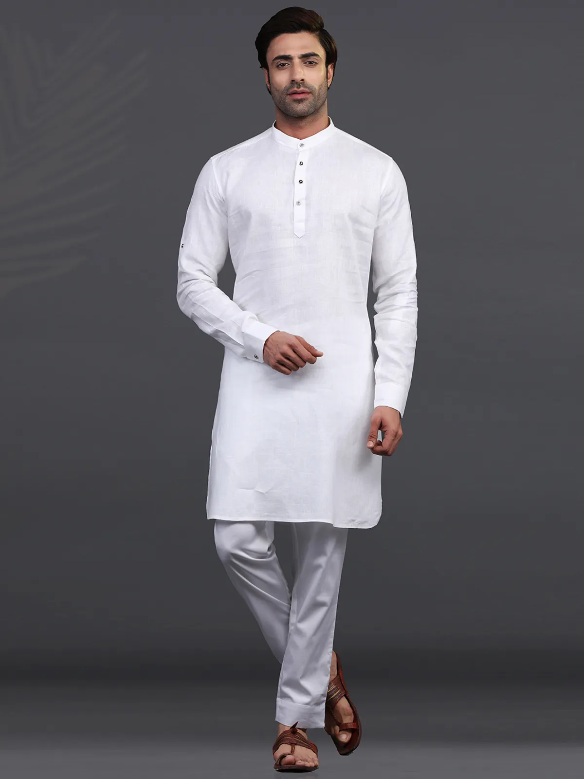 White linen mens kurta pajama