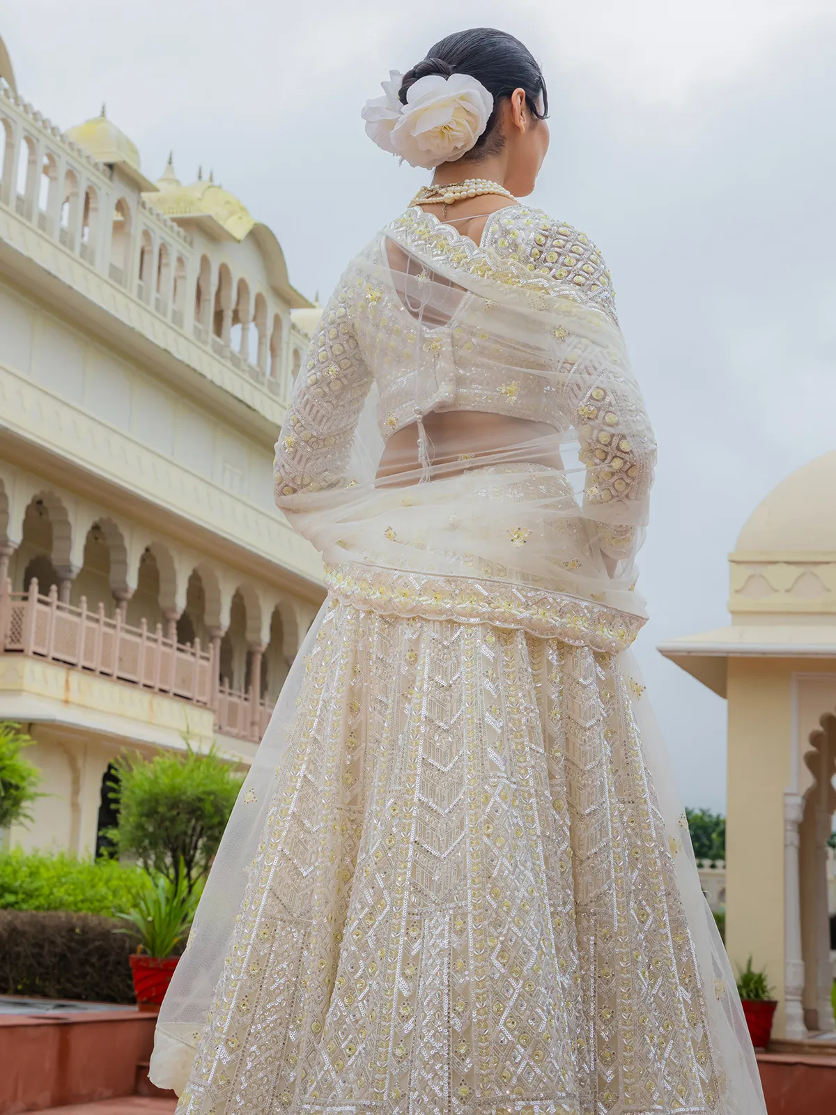 White net lehenga choli for wedding wear