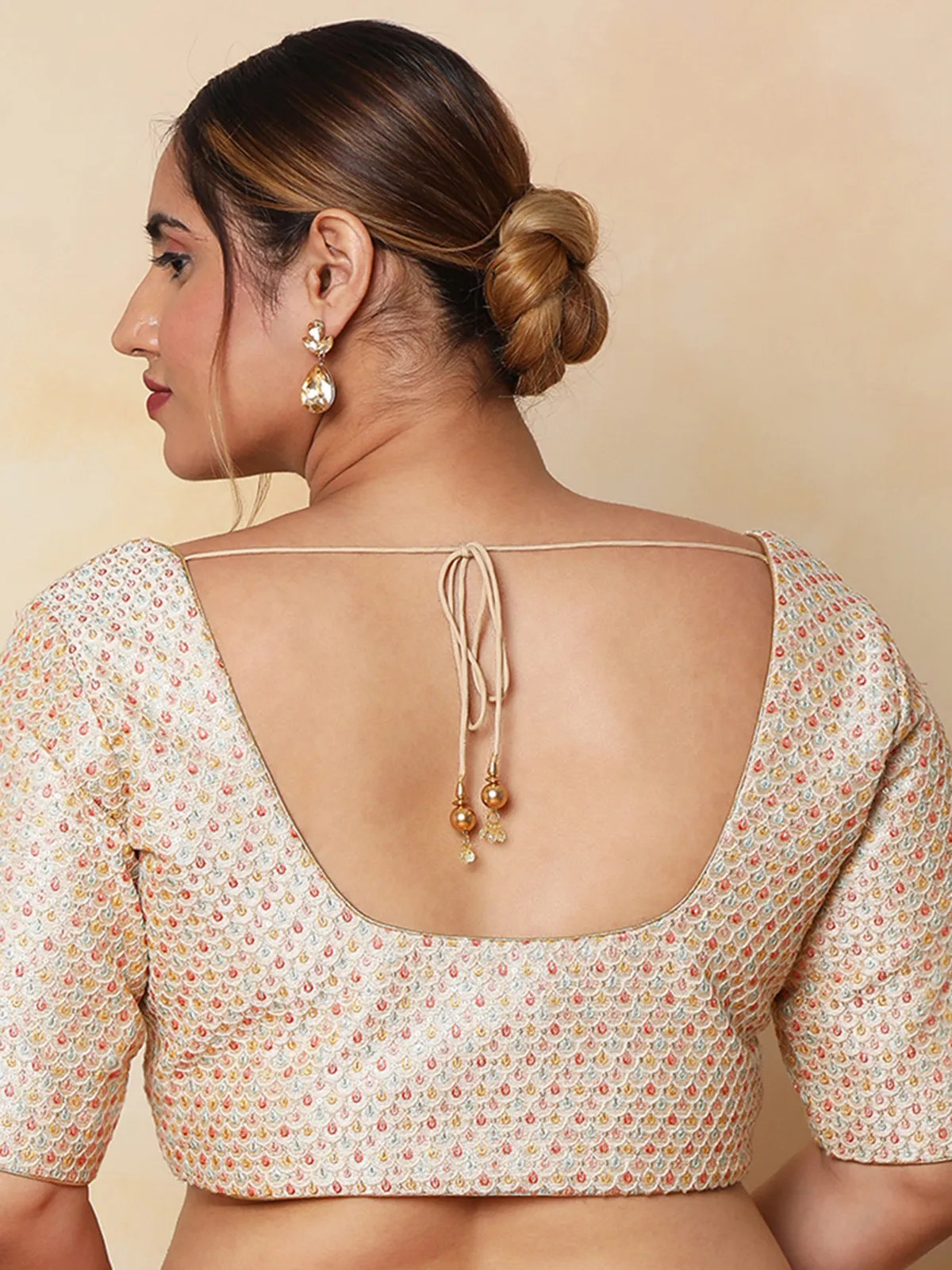 White silk embroidery blouse