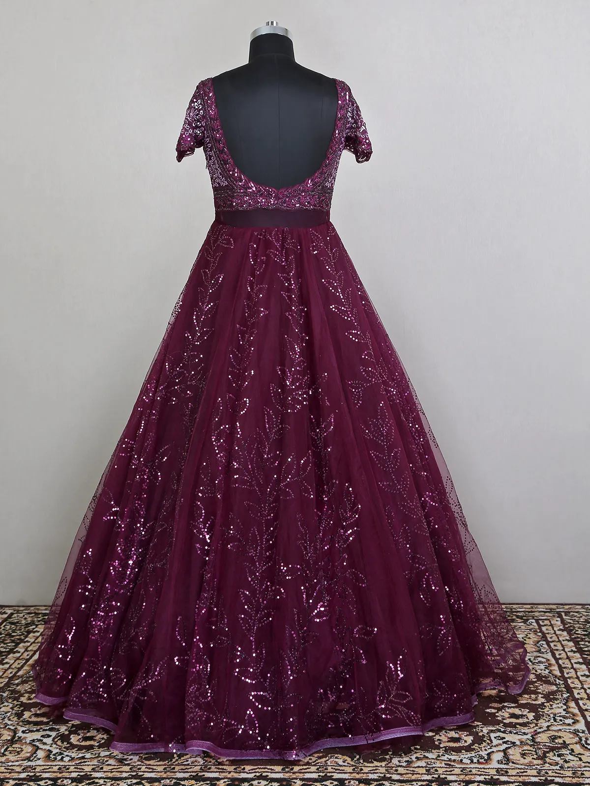 Wine designer wedding wear gown for women