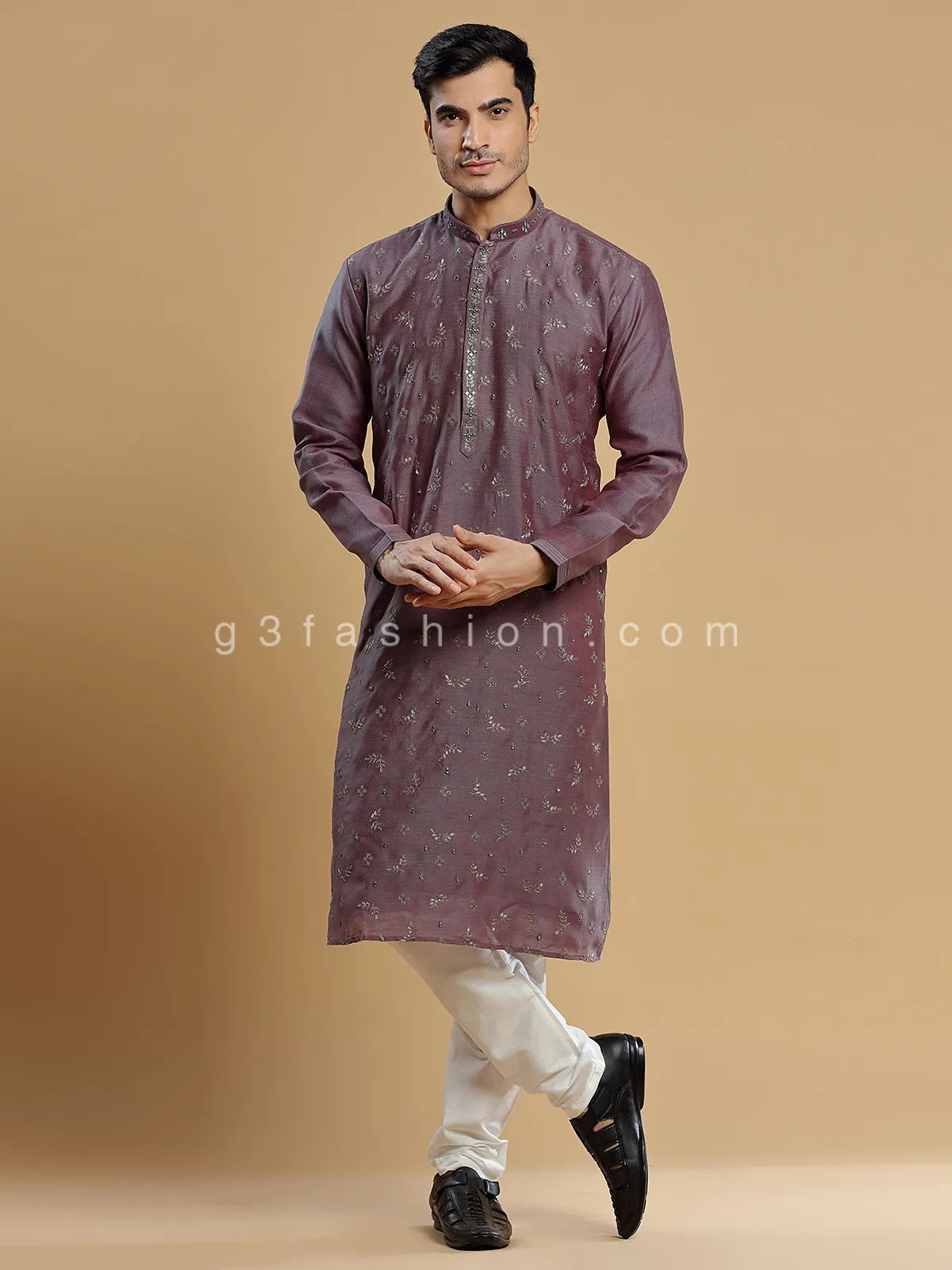 Wine silk  Men Kurta pajama for festive