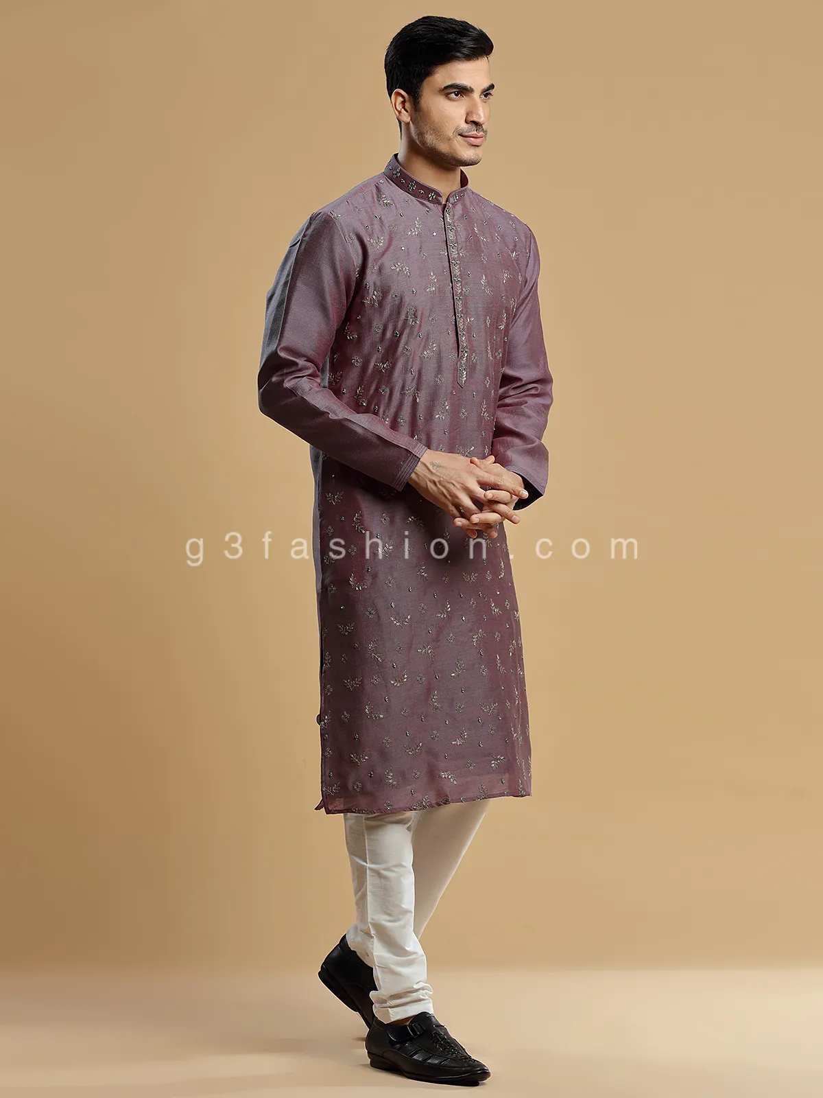 Wine silk  Men Kurta pajama for festive