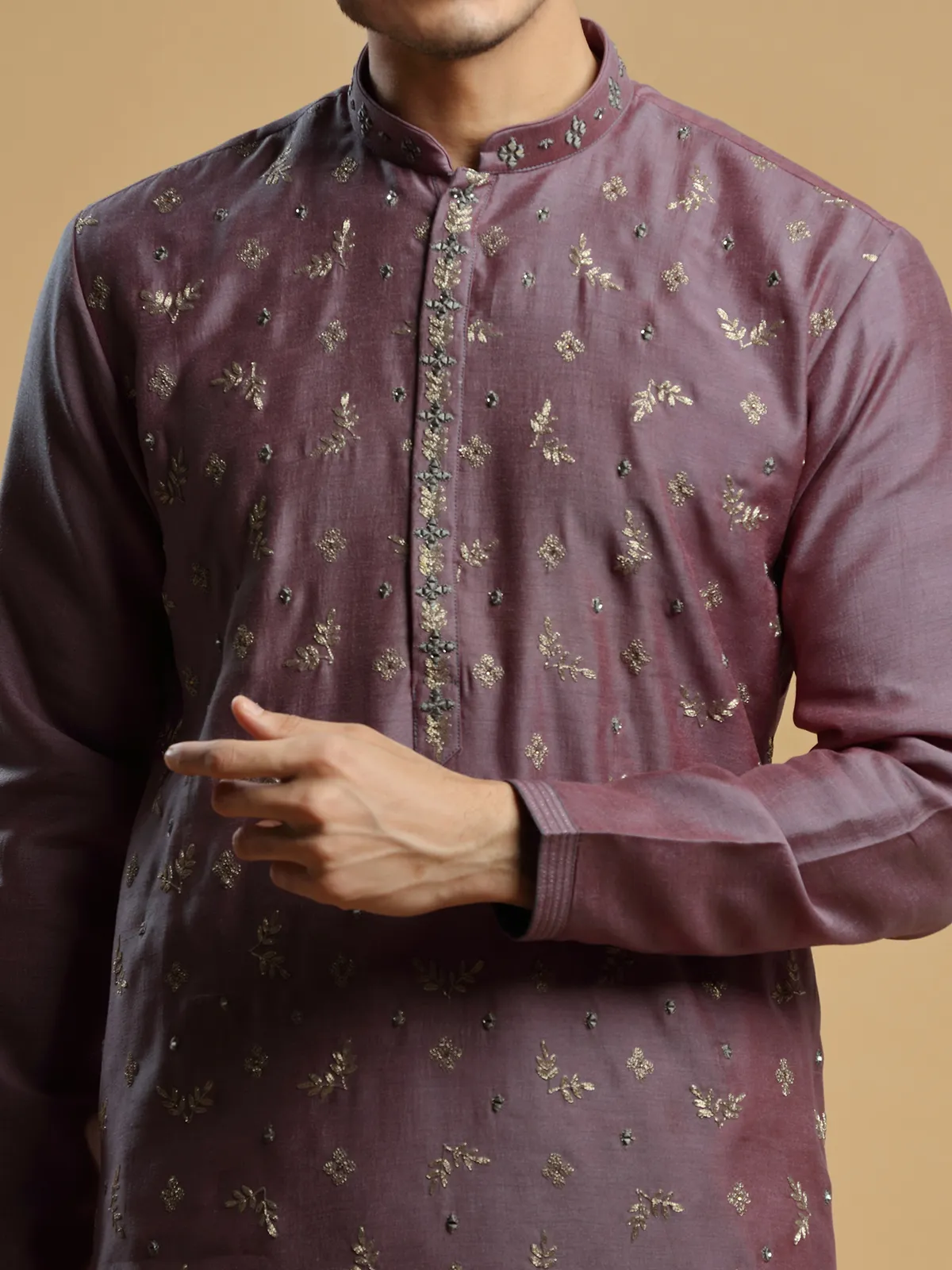 Wine silk  Men Kurta pajama for festive