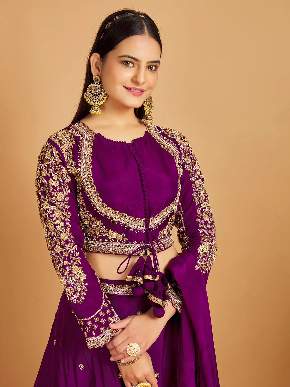 Purple wedding silk lehenga choli