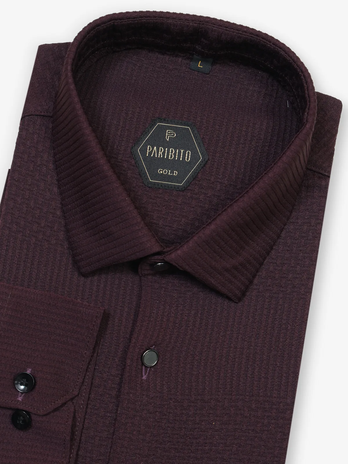 Wine textured cotton shirt for party wear