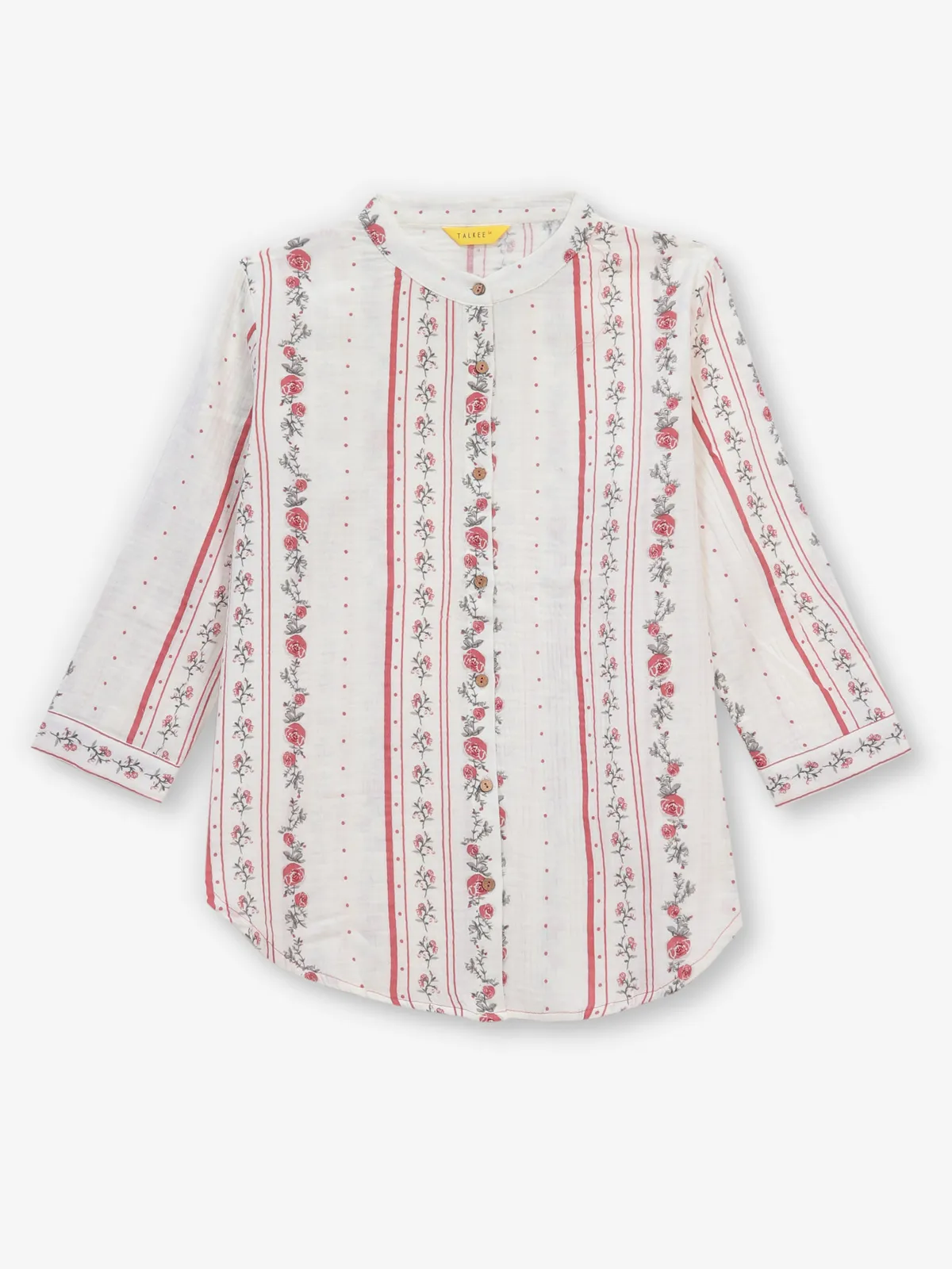 Women off-white printed cotton tunic top