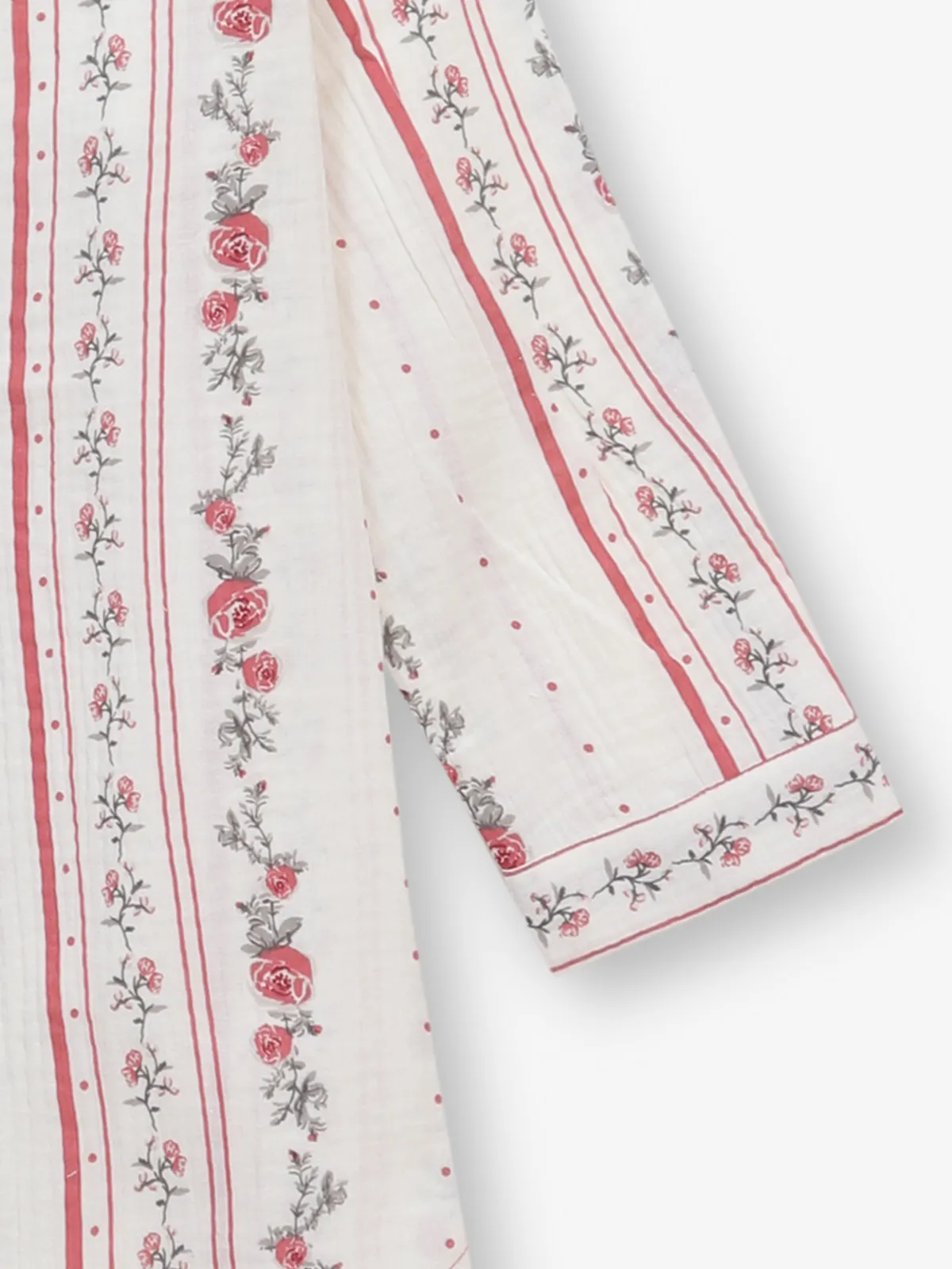 Women off-white printed cotton tunic top
