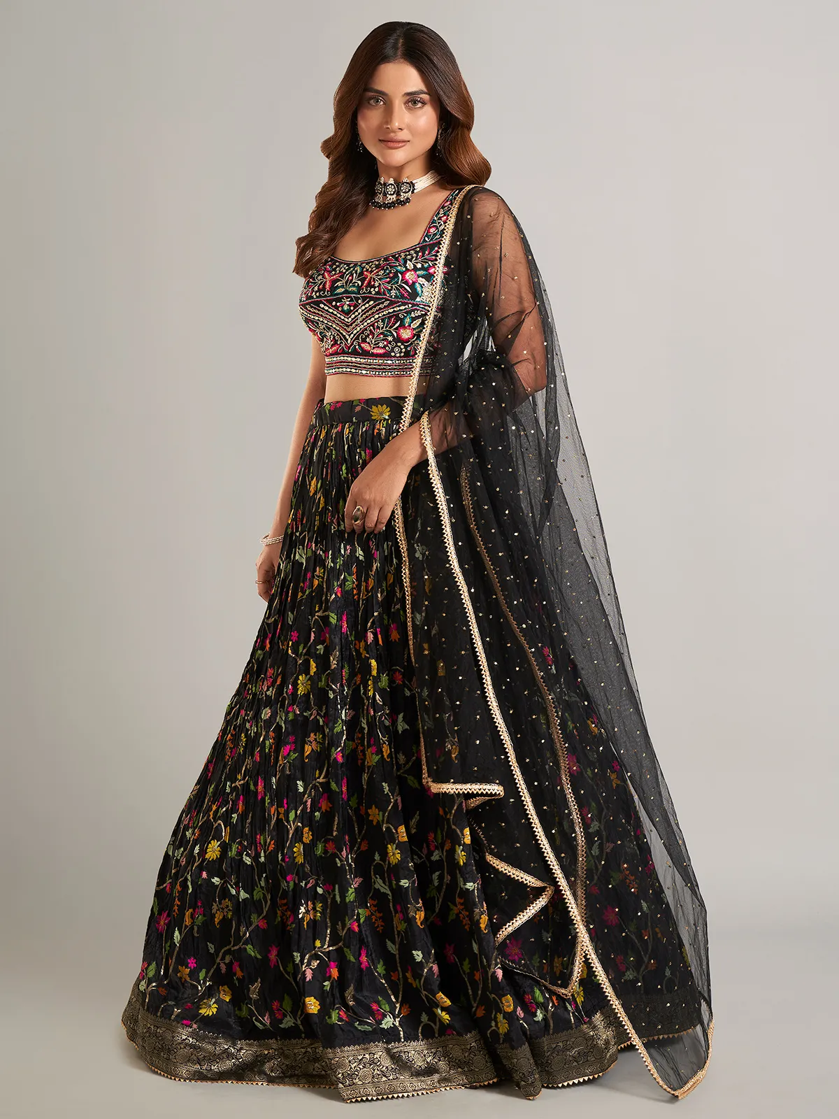 Wonderful black laycra lehenga choli