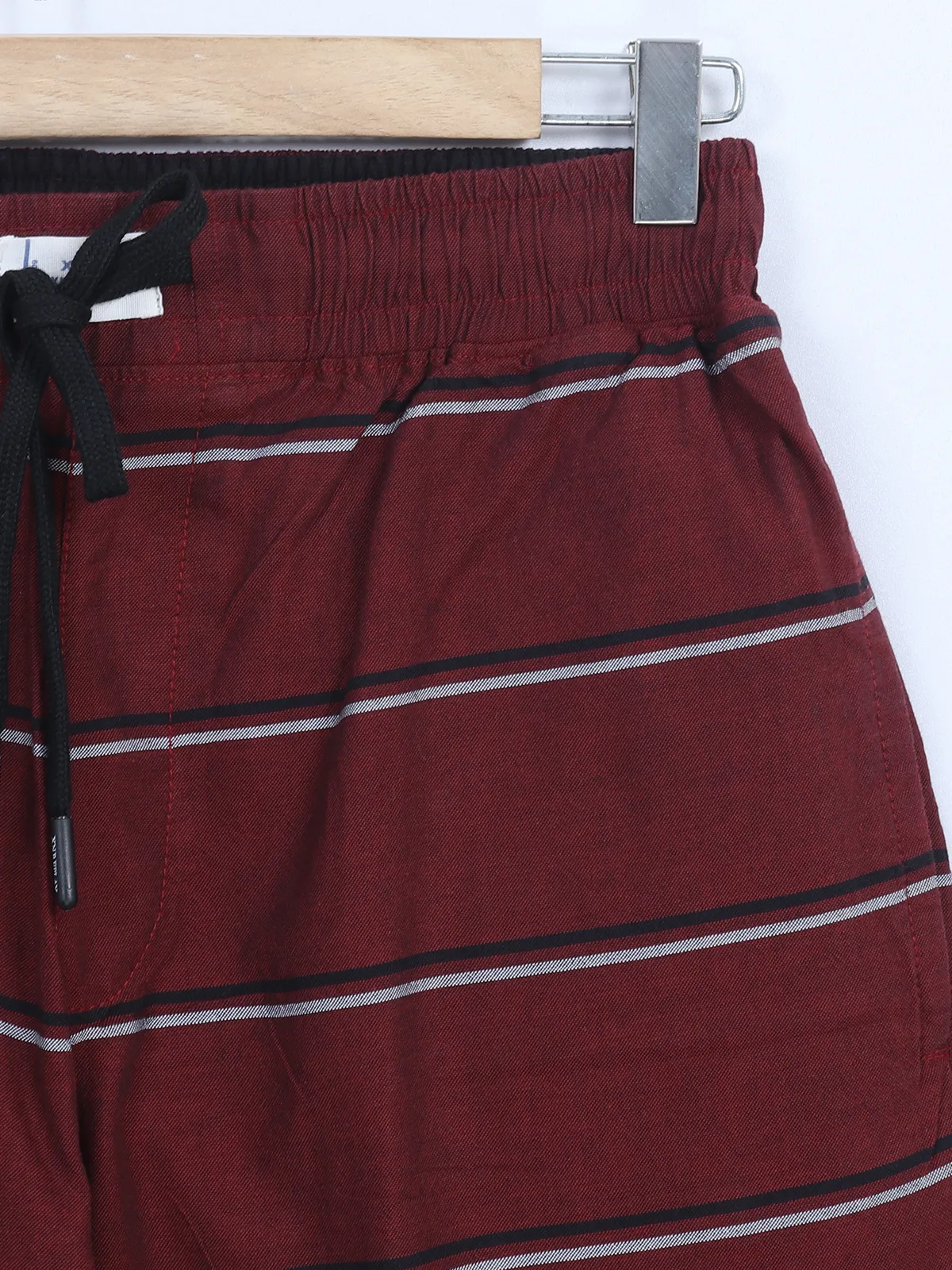 XN Replay cotton maroon stripe shorts