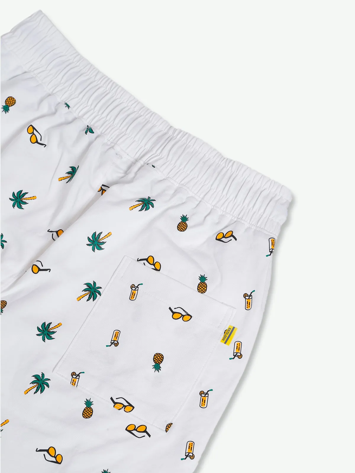 XN Replay printed white cotton shorts