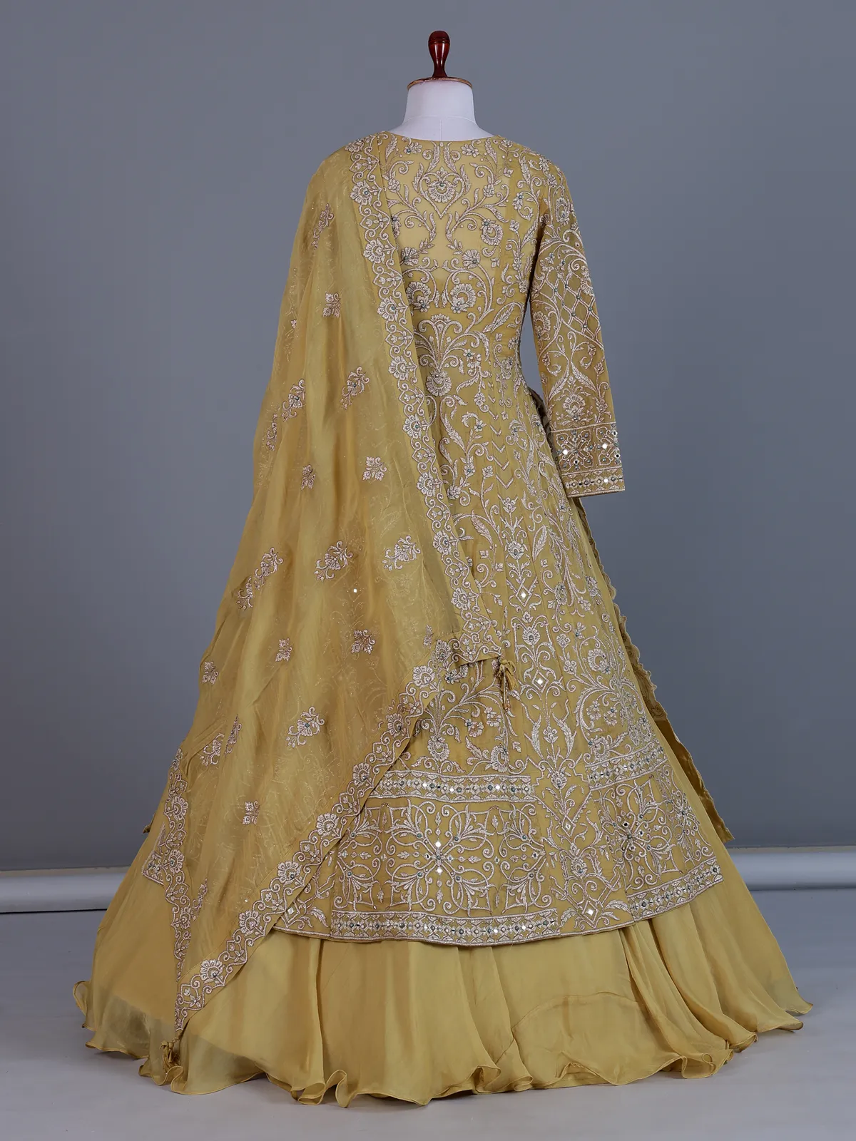 yellow chiffon wedding dress Nicolette Strapless Chiffon Bodice Gown
