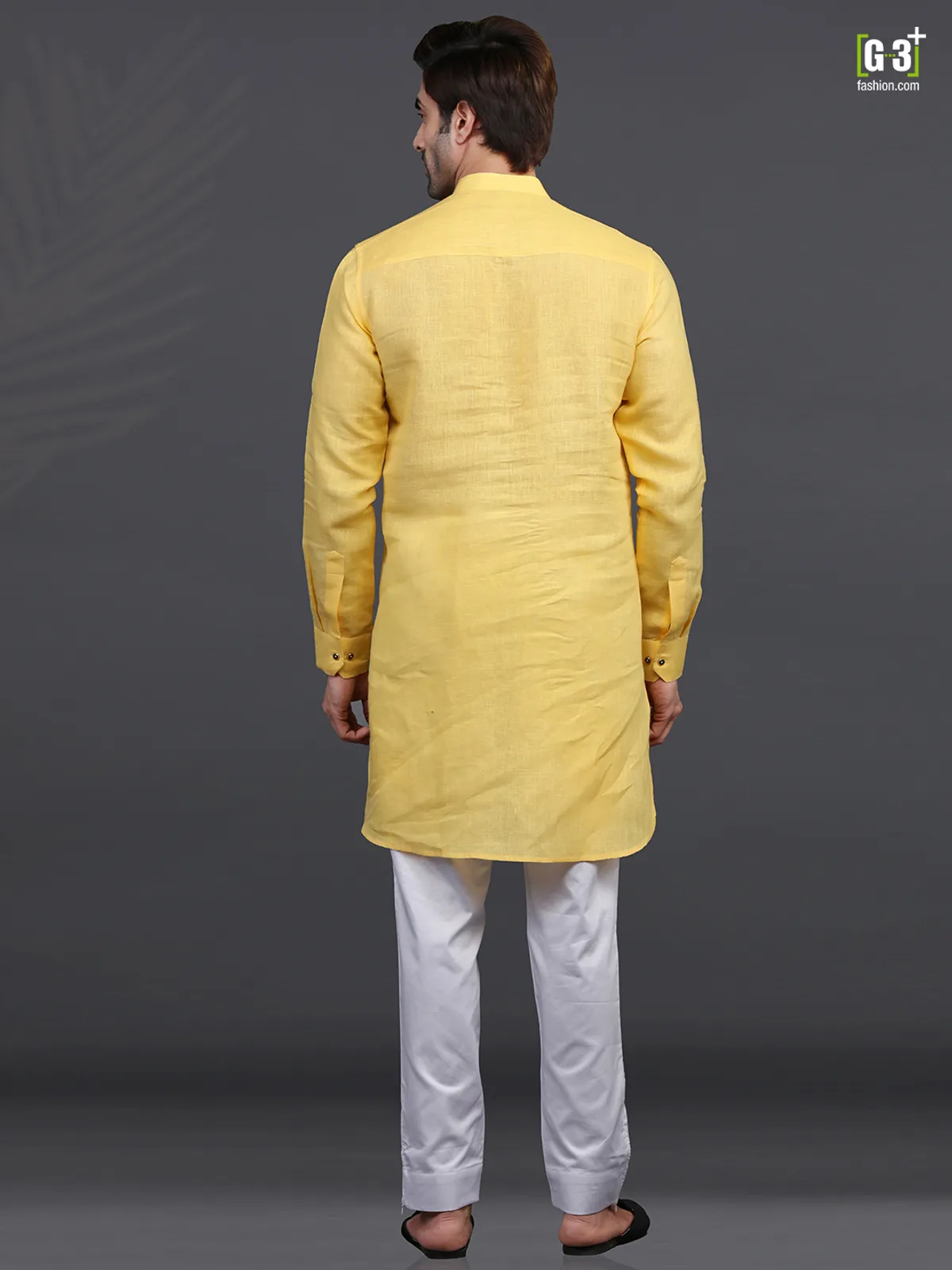 Yellow linen full sleeeves  Men Kurta pajama