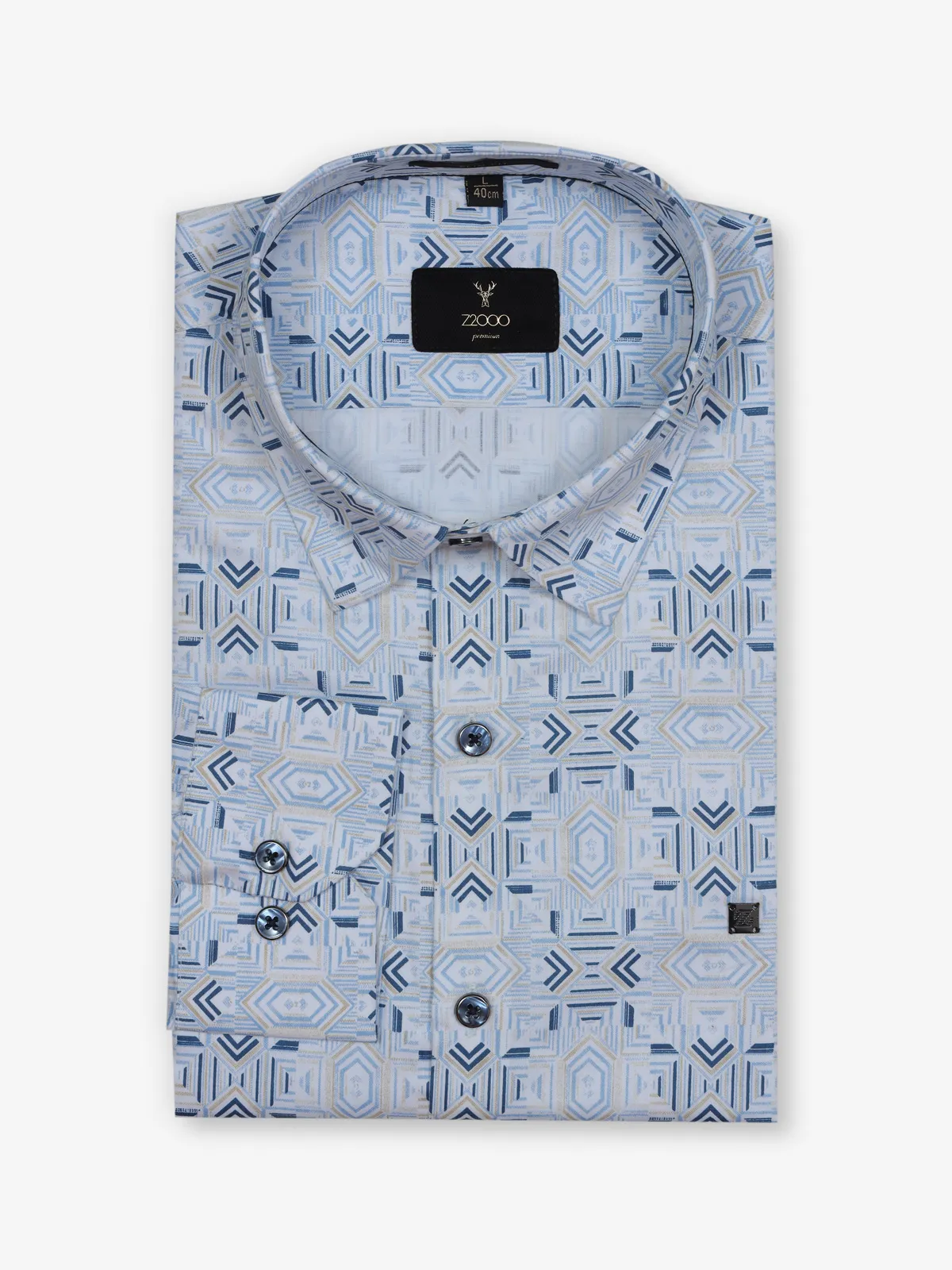 Z2000 blue printed cotton shirt