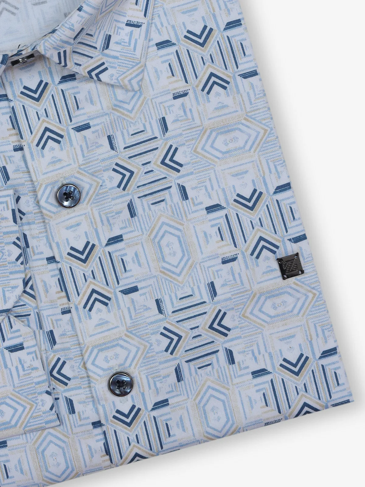 Z2000 blue printed cotton shirt