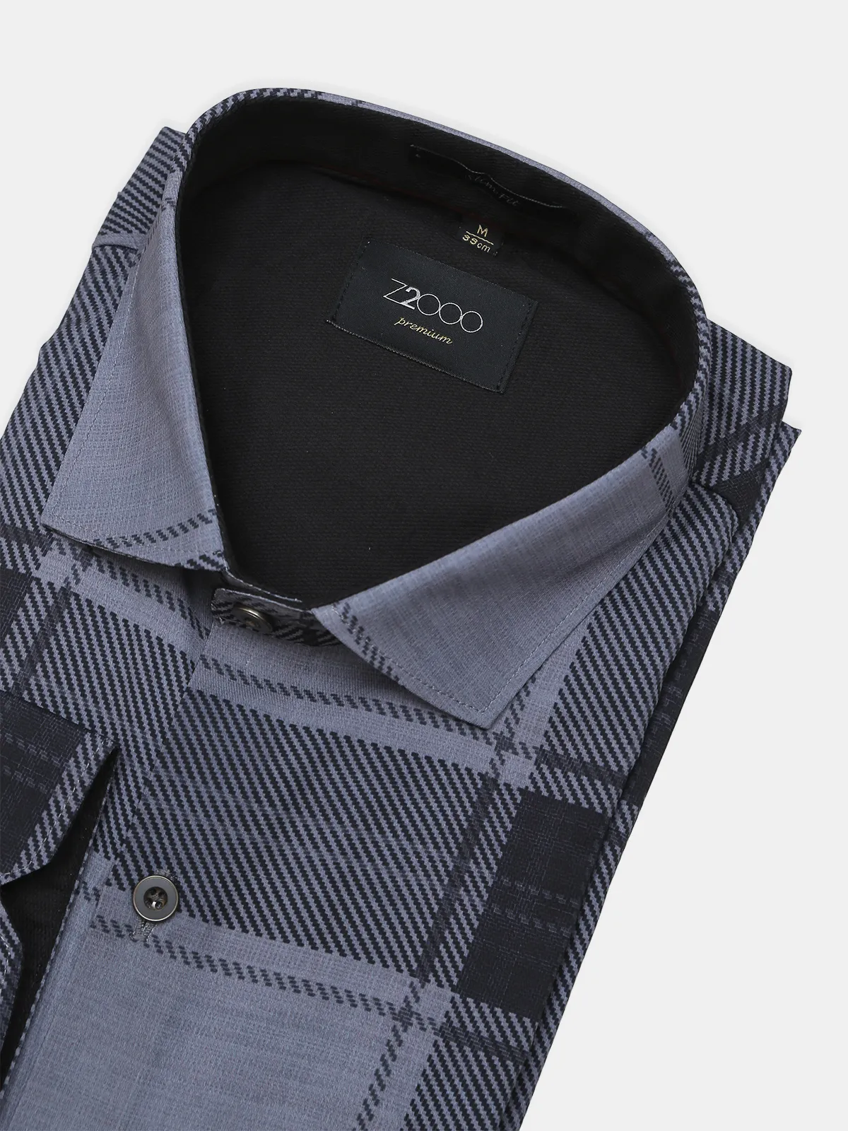 Z2000 checks style grey color formal cotton shirt