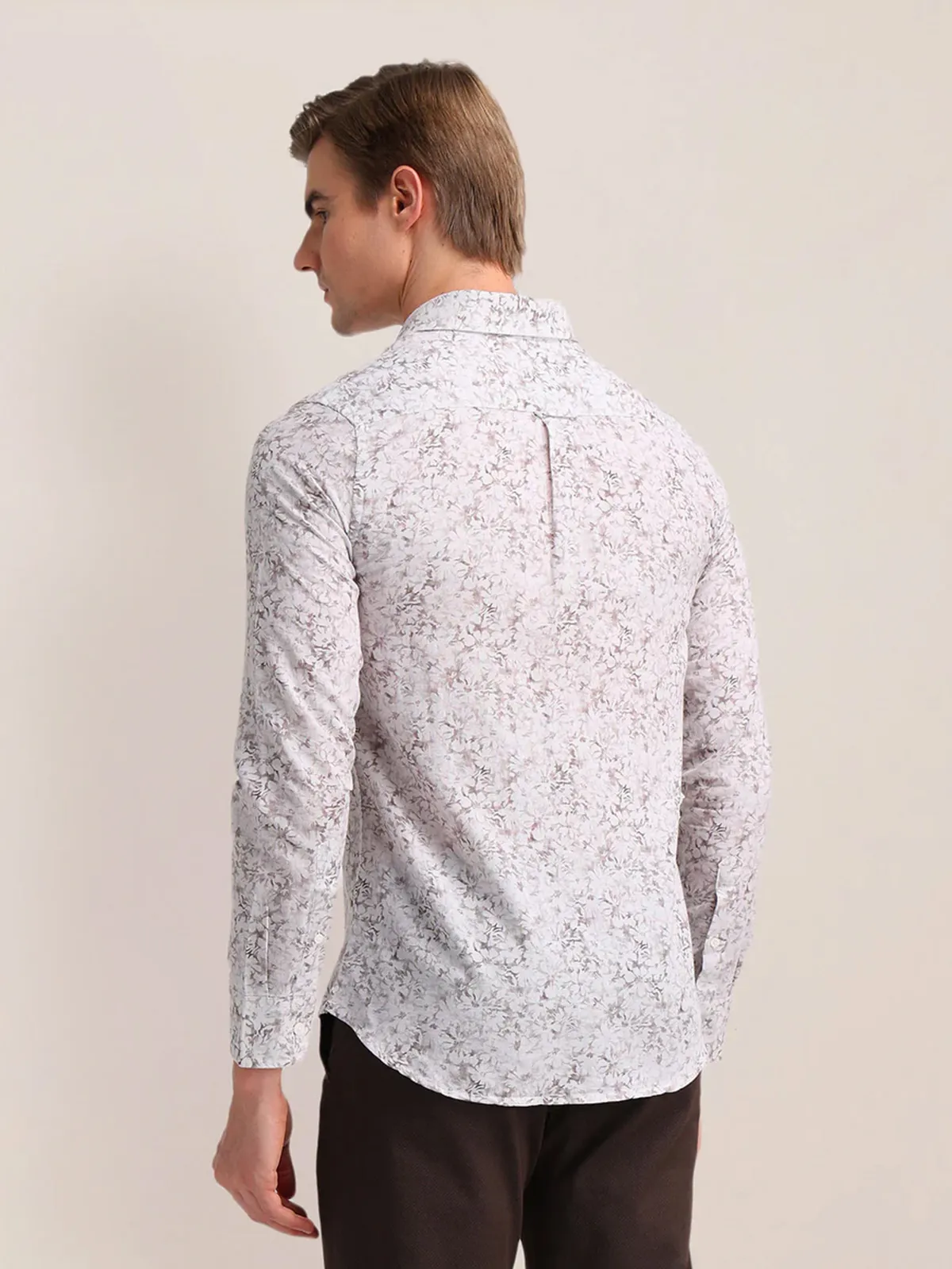 US POLO floral printed white pure cotton shirt