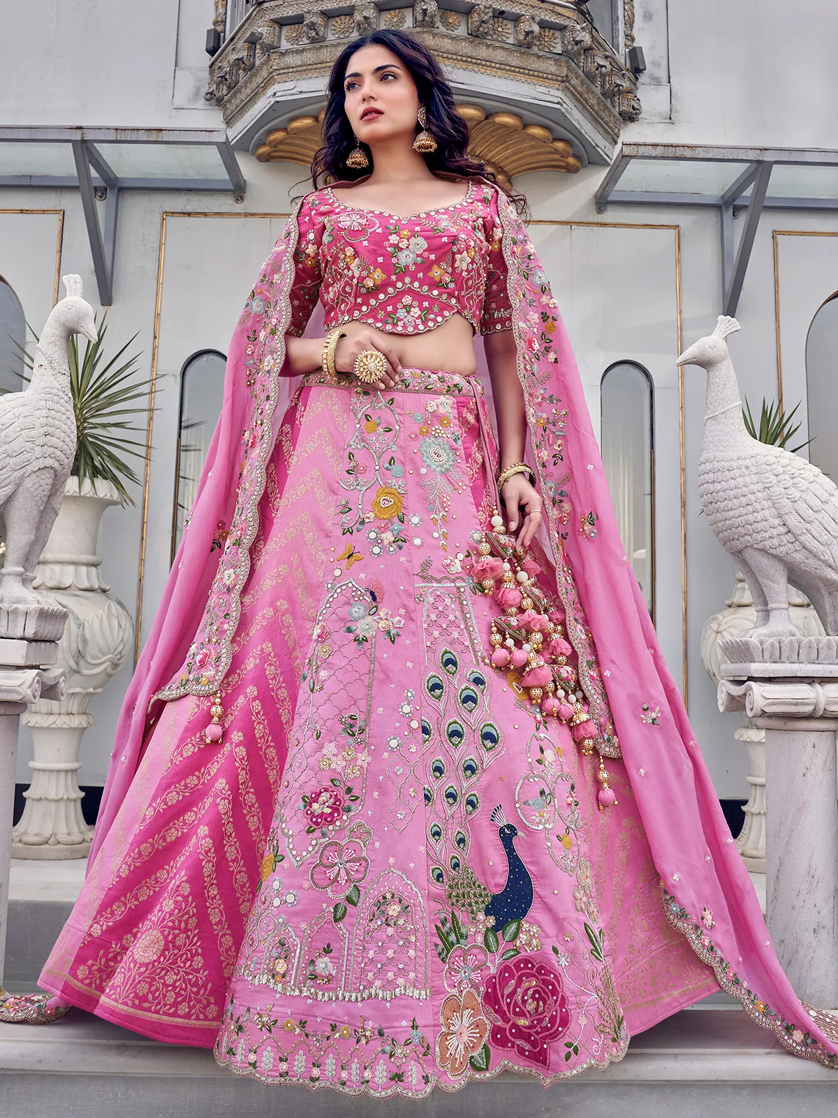 Newes pink lehenga choli in silk