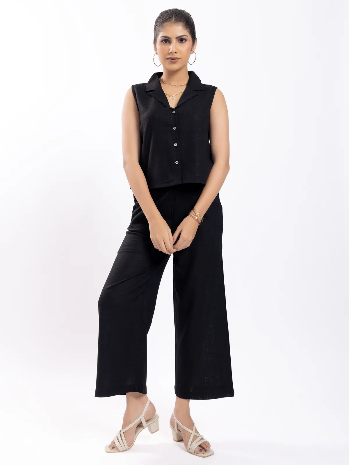 BOOM black linen co-ord set