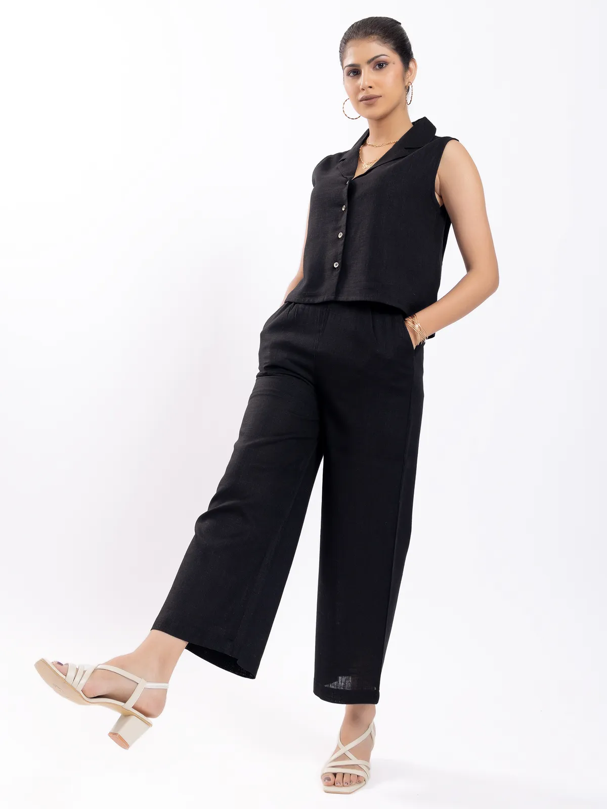 BOOM black linen co-ord set