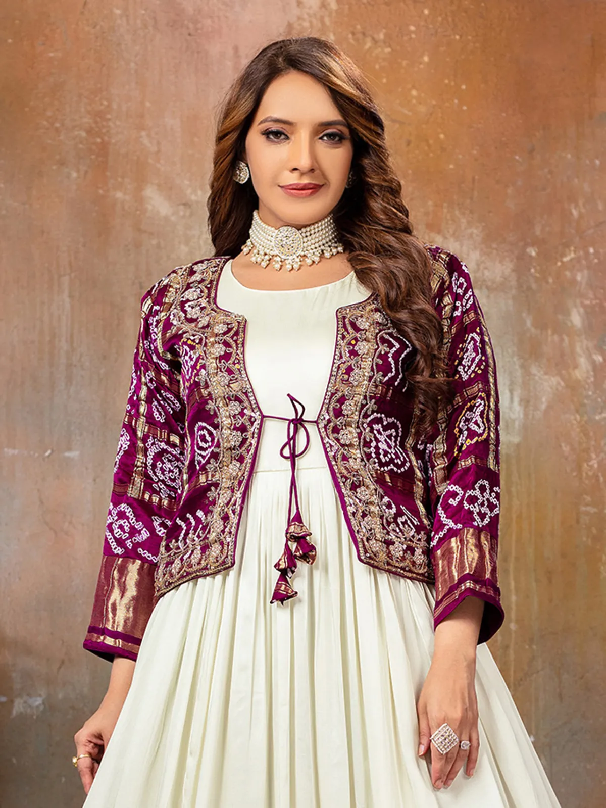 Beautiful off-white anarkali suit