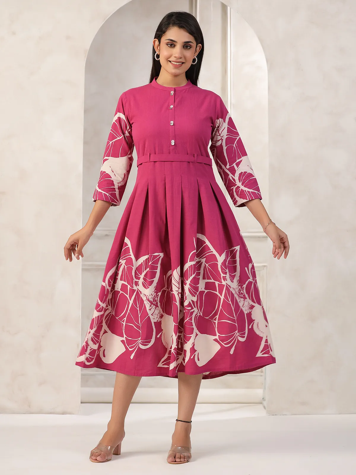 Trendy cotton magenta printed kurti