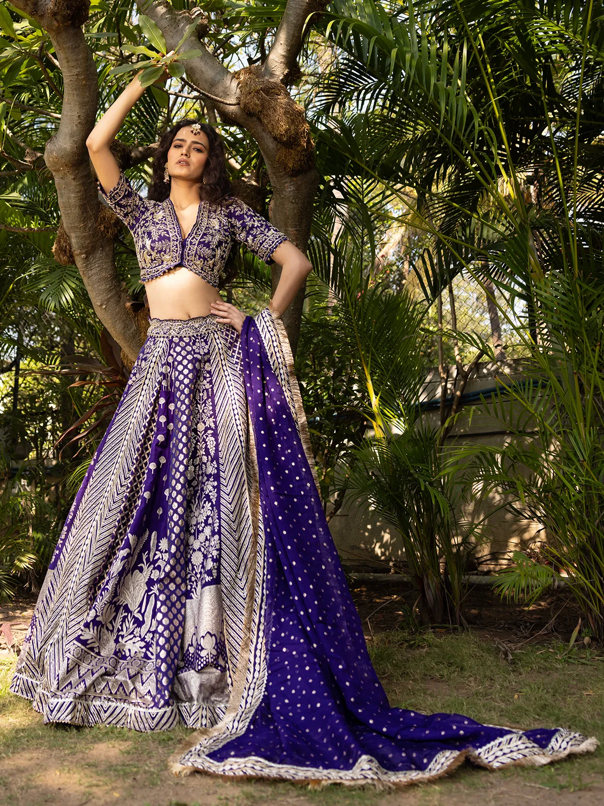 Awesome purple banarasi silk lehenga choli