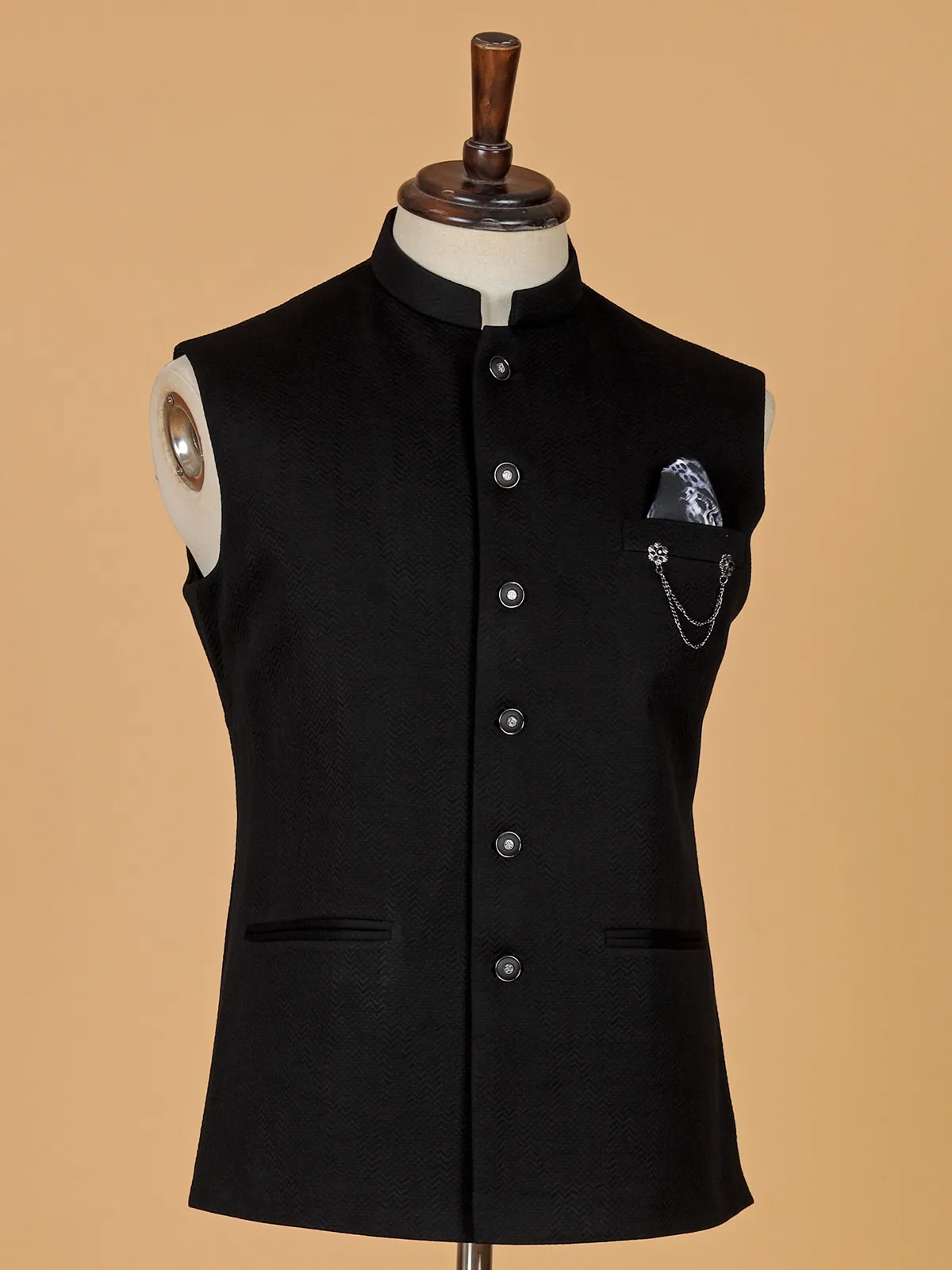 Latest black texture waistcoat