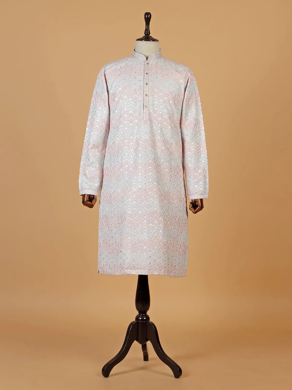 Light pink cotton silk kurta suit for festive