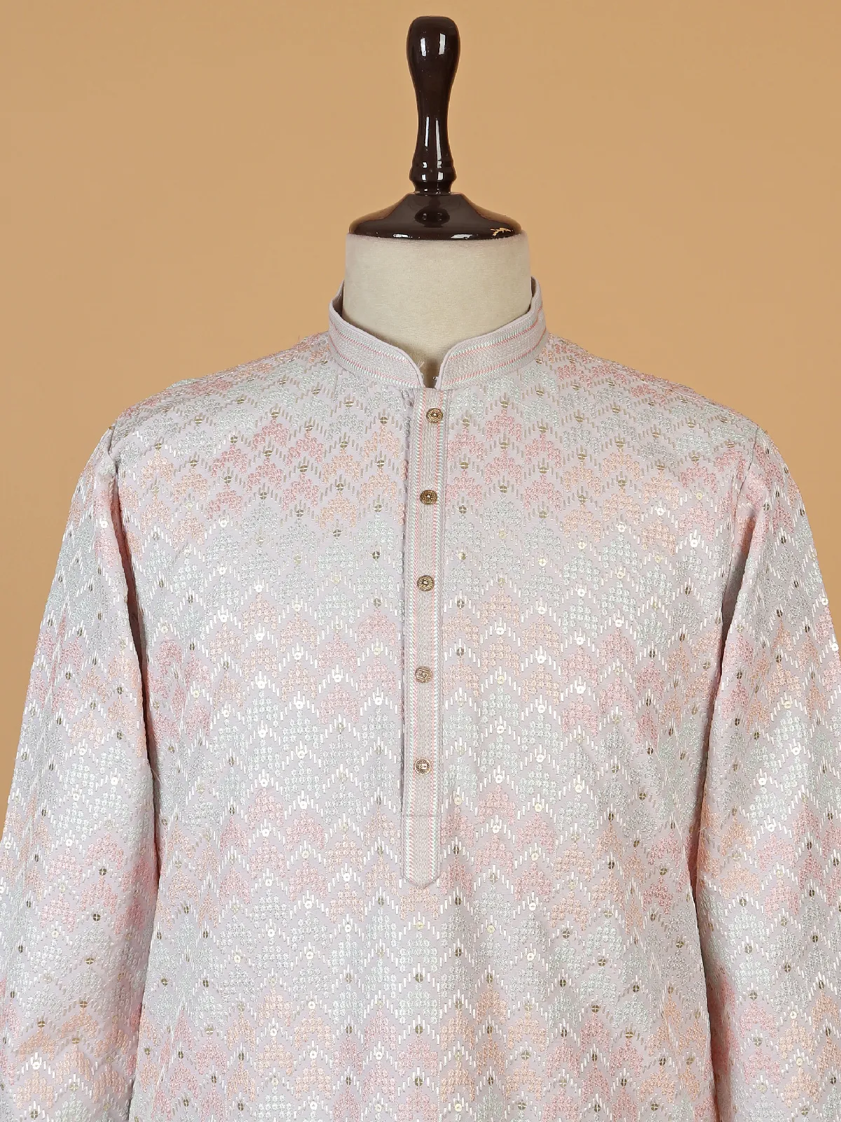 Light pink cotton silk kurta suit for festive