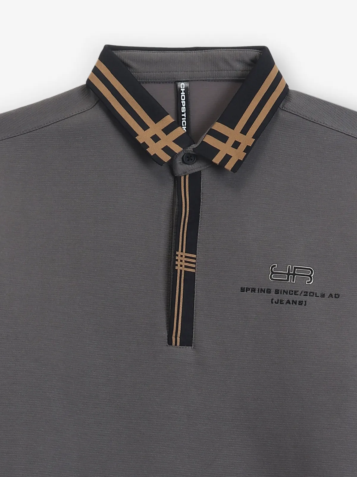 CHOPSTICK charcoal grey full polo neck t-shirt