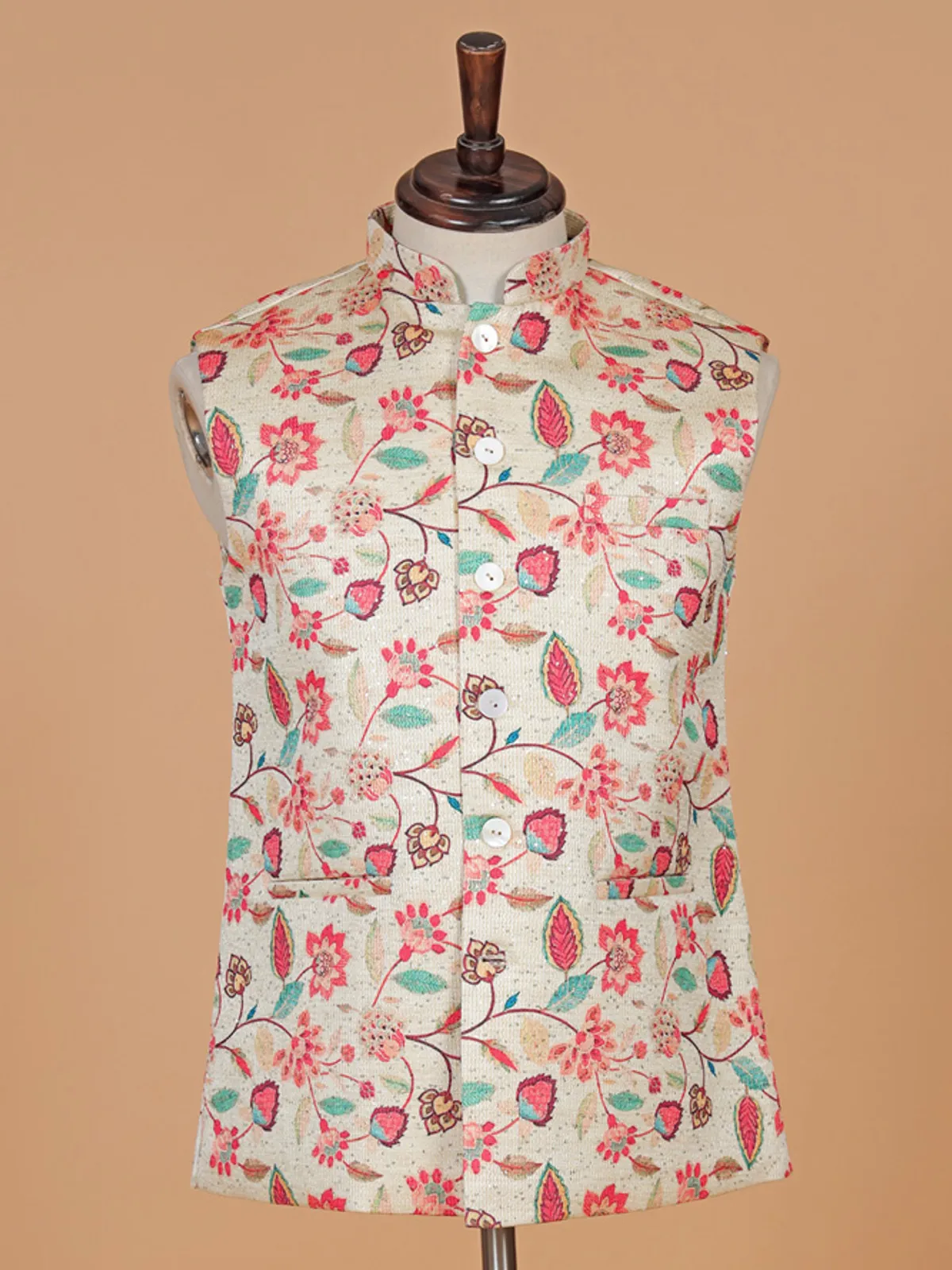 Dashing cotton silk cream waistcoat