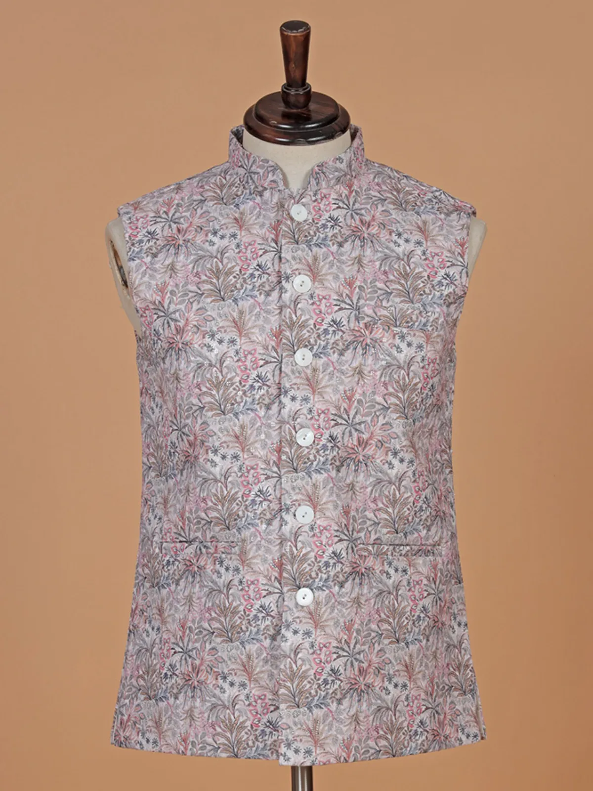 Cotton grey waistcoat with print