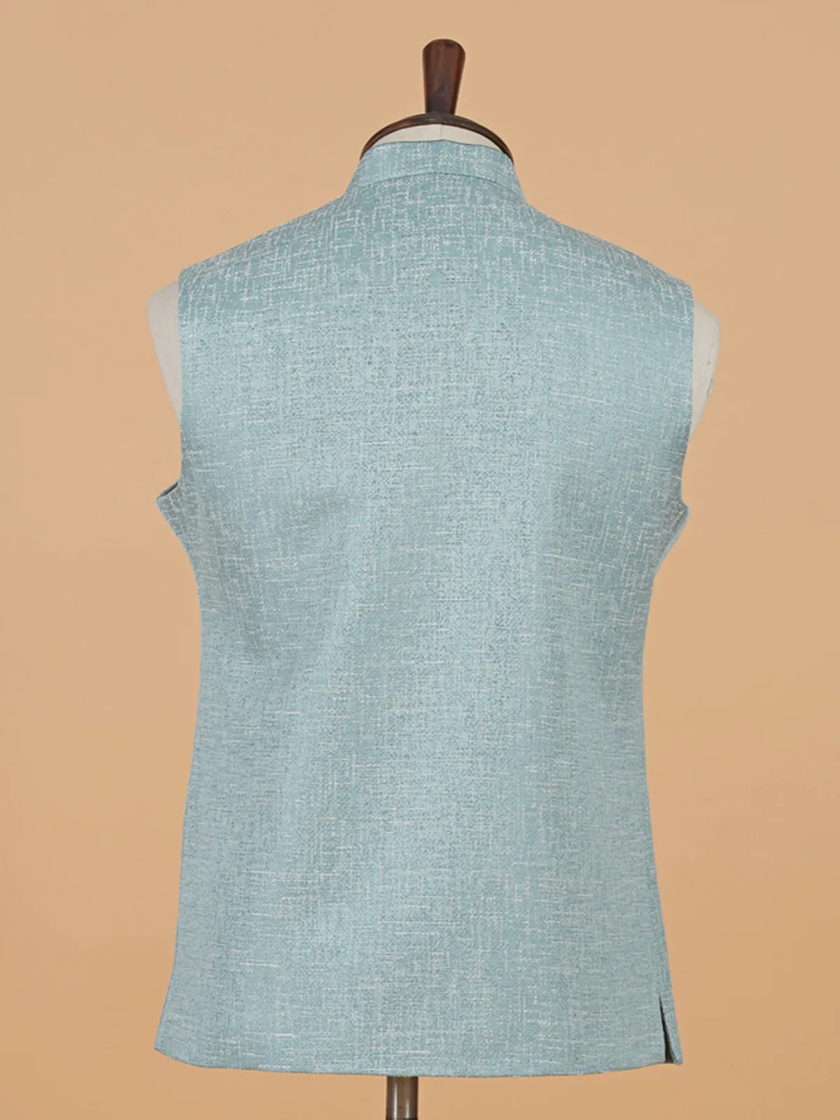 Mint green cotton silk waistcoat for men