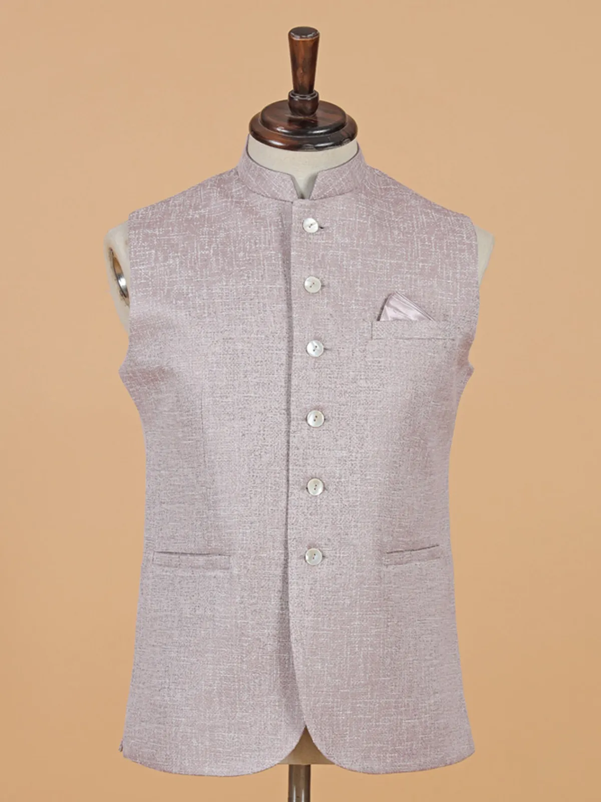 Onion pink cotton silk waistcoat for men