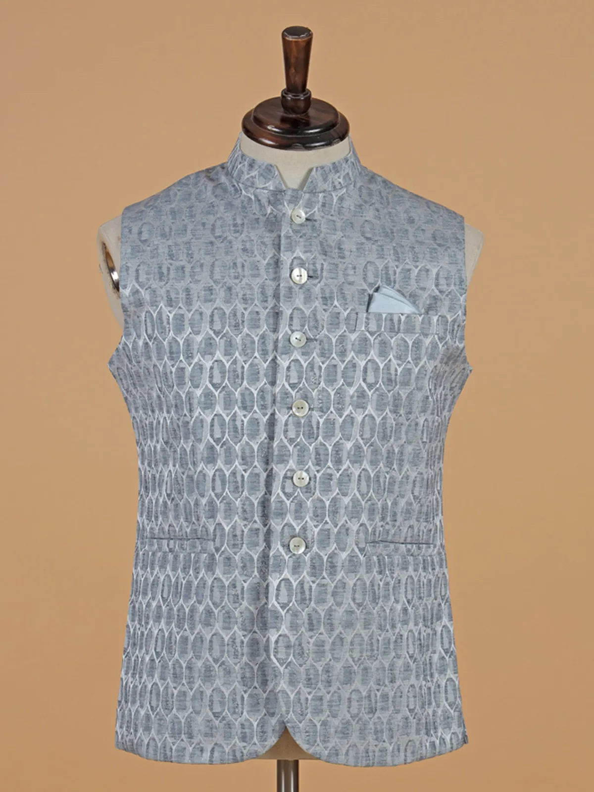 Grey texture waistcoat in silk