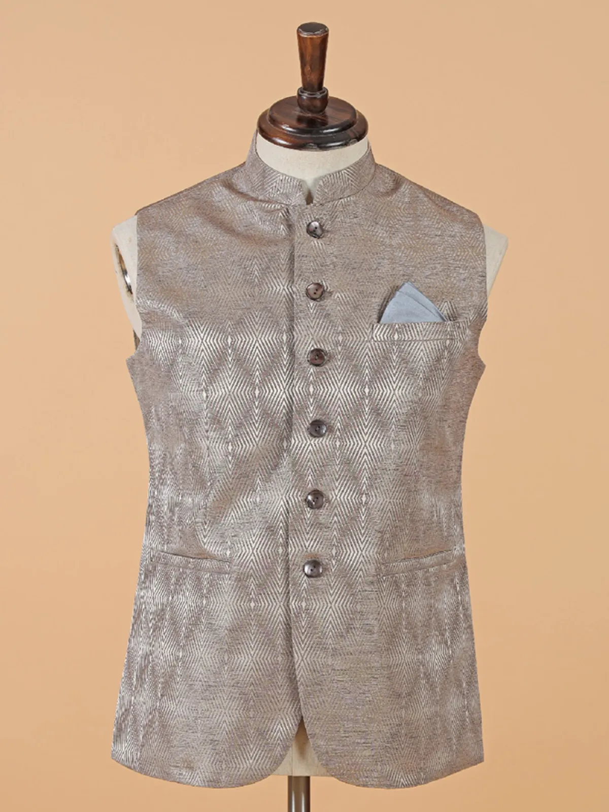 Dazzling brown texture silk waistcoat