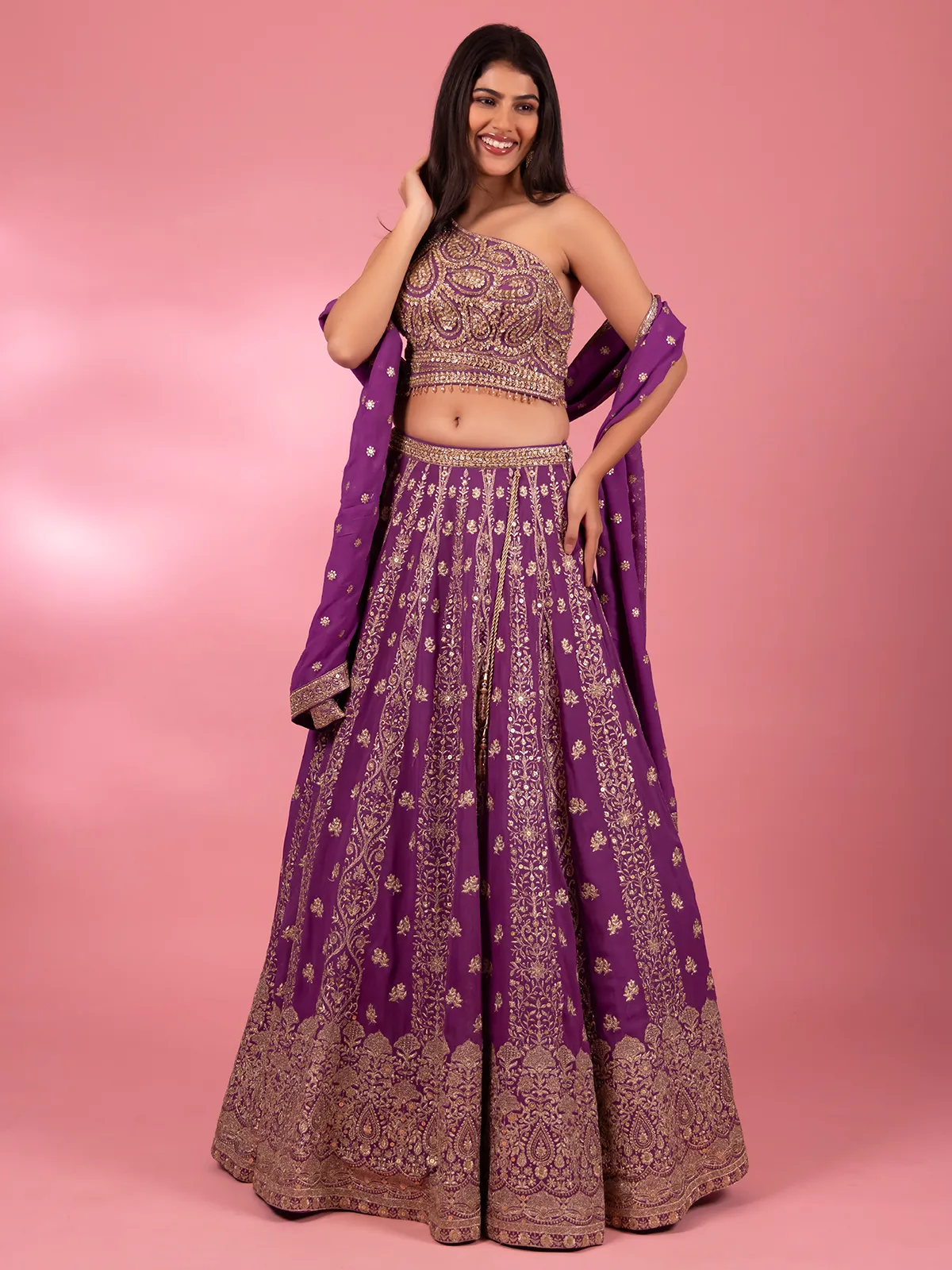 Glamorous purple georgette lehenga choli