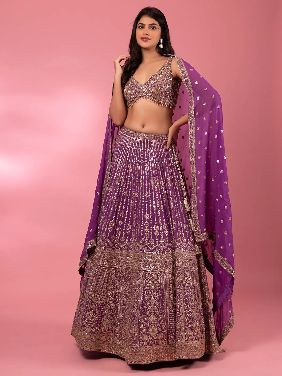 Purple lehenga choli with dupatta for wedding