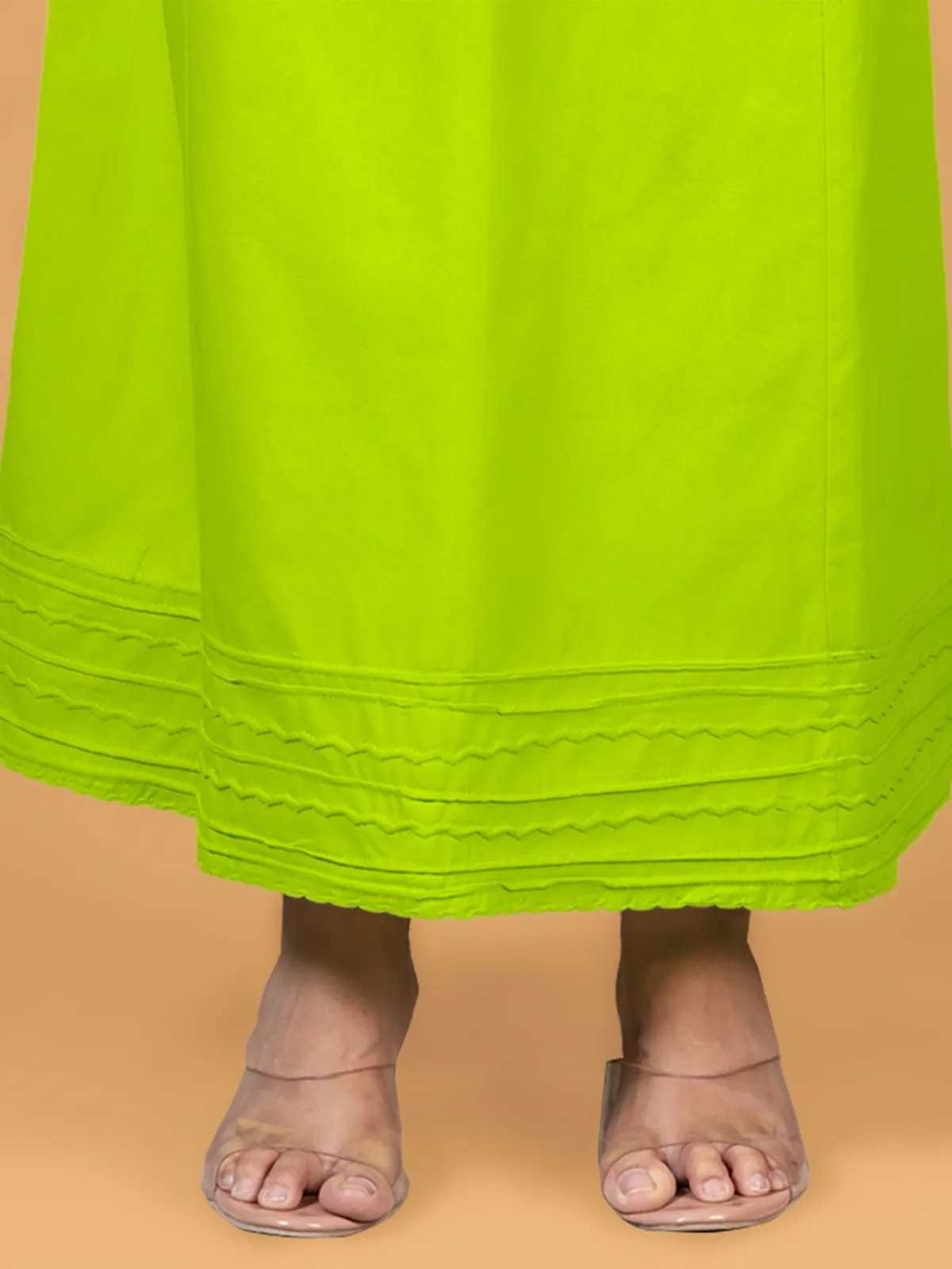 Bright green cotton saree petticoat