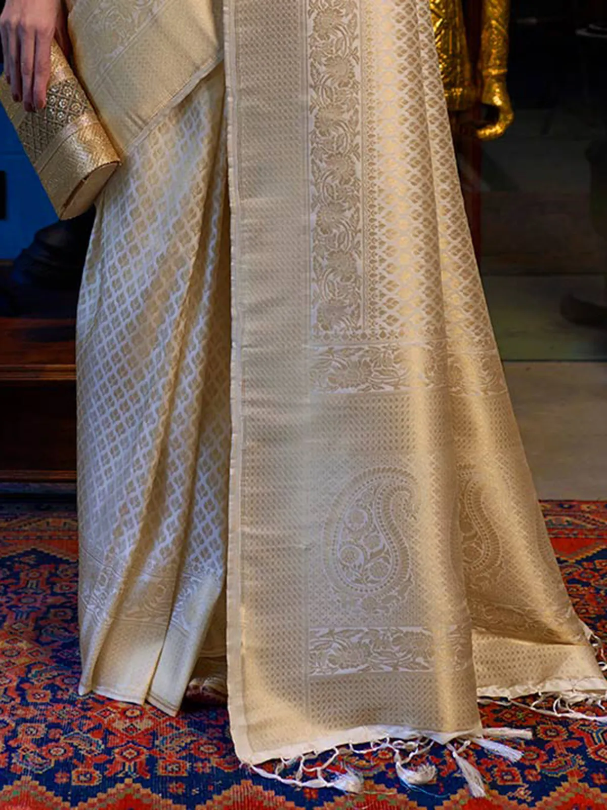Wedding wear kanjivaram saree in beige