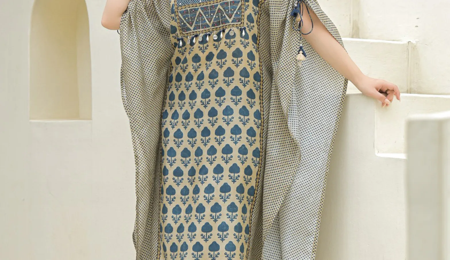 Blue silk yoke style kurti palazzo outfit
