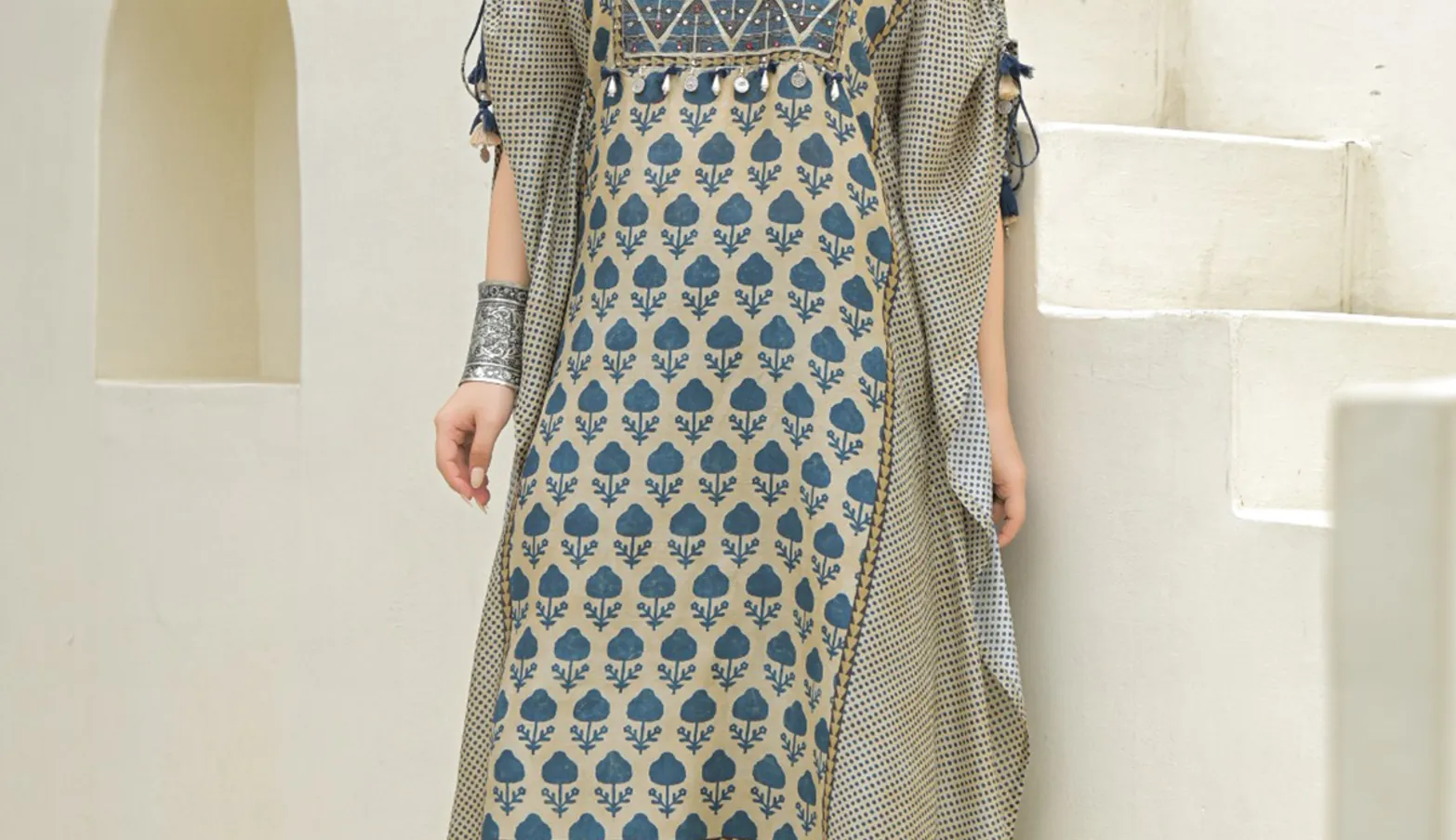 Blue silk yoke style kurti palazzo outfit