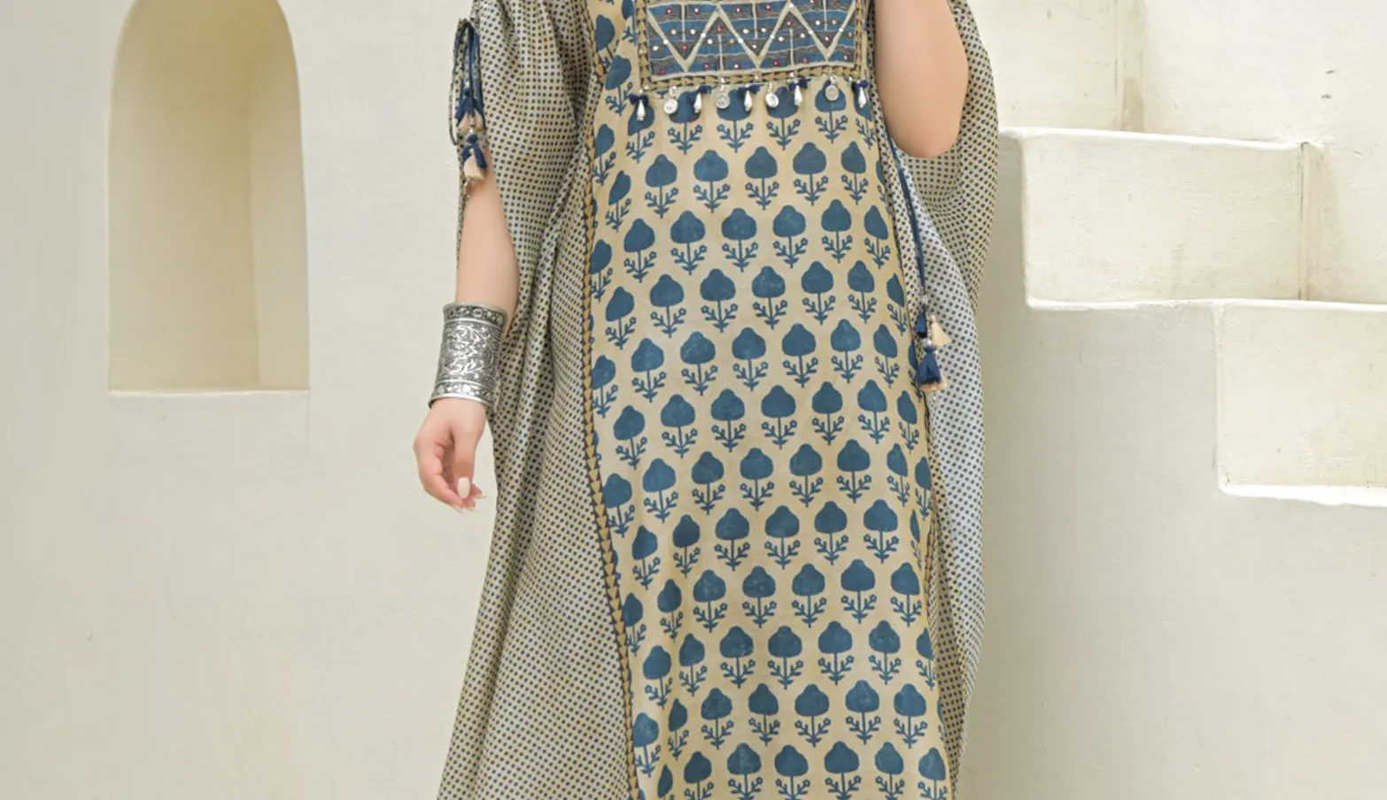 Blue silk yoke style kurti palazzo outfit
