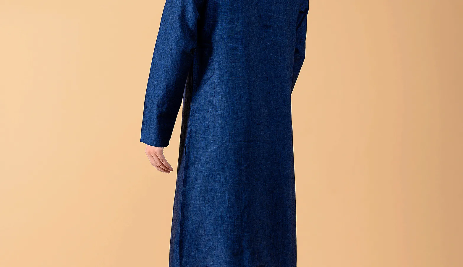 Classy plain dark blue linen  Men Kurta pajama